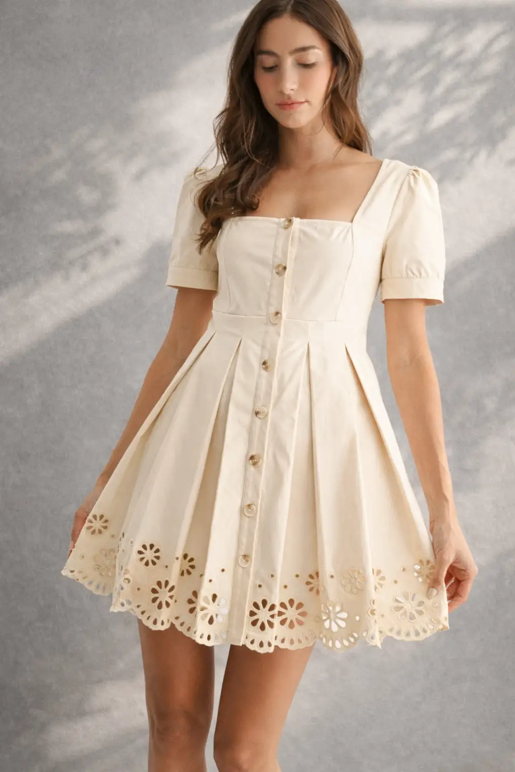 Camellia The Keepsake Eyelet Button-Front Mini Dress - Dresses