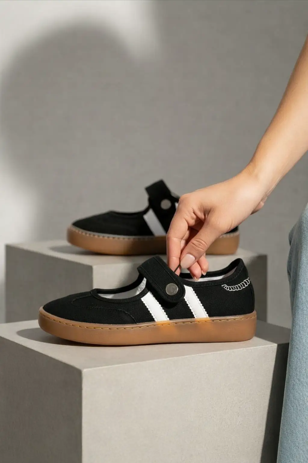 Maker's Shoes The Easy Street Mary Jane Sneaker: Black - Sneakers