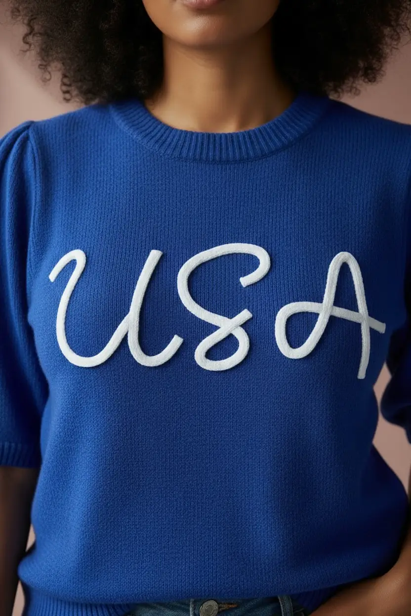 Haptics The Land That I Love USA Bubble Sleeve Knit Top - Curvy - Sweaters