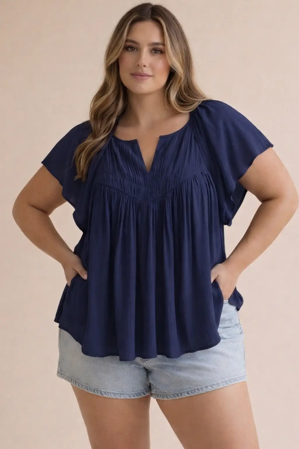 Haptics The Southern Belle Flutter Blouse - Curvy - Blouses