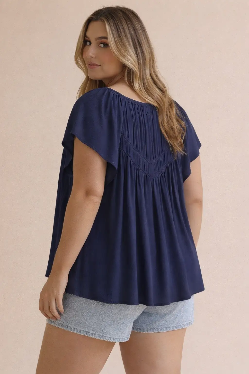 Haptics The Southern Belle Flutter Blouse - Curvy - Blouses