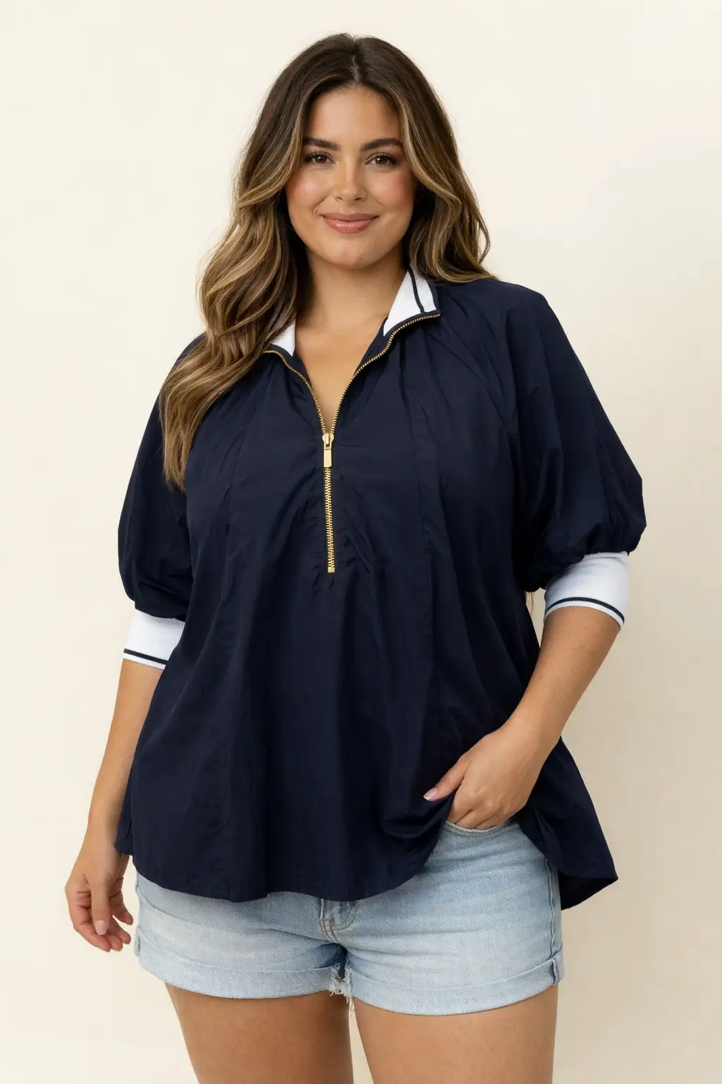 Haptics The Seabreeze Zip Pullover – Curvy - Blouses