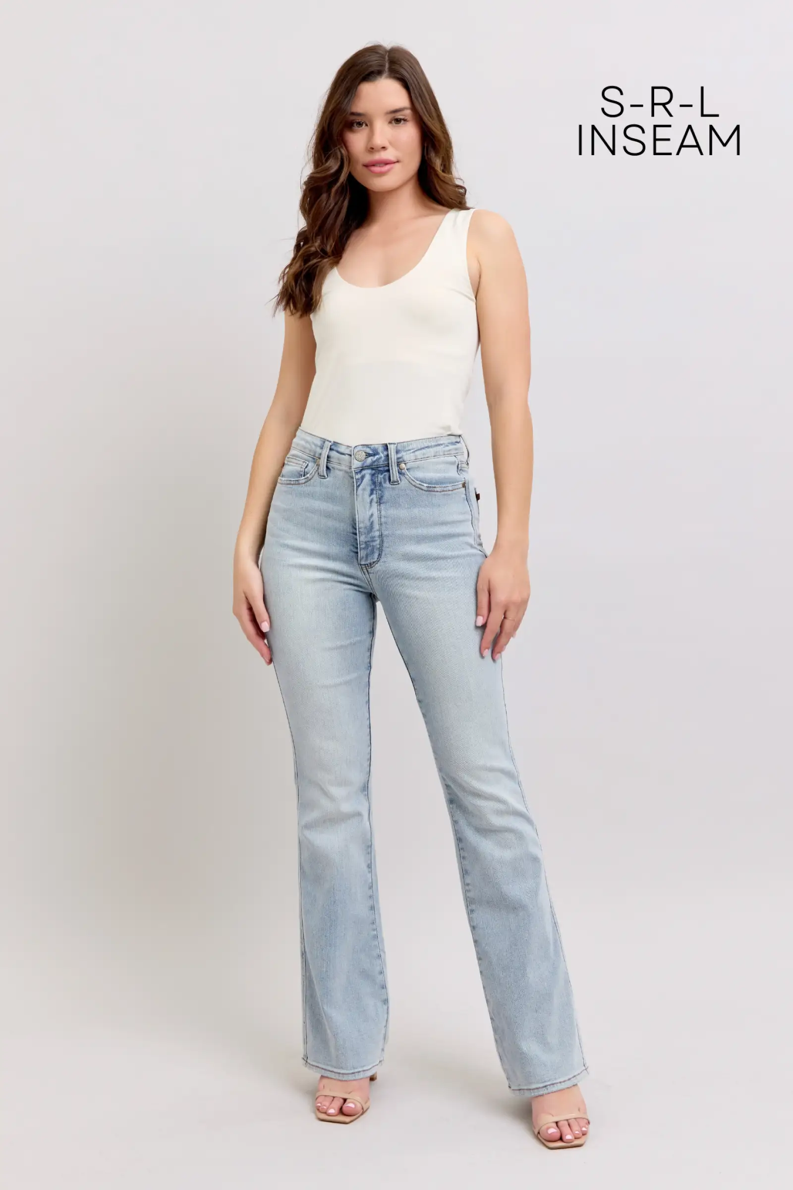 Judy Blue The High Waisted Tummy Control Light Wash Bootcut Denim Jeans: SHORT, REG, LONG Inseam - Jeans Judy Blue High Waisted SHORT Inseam Embroidered Back Pockets Bootcut Denim Jeans
