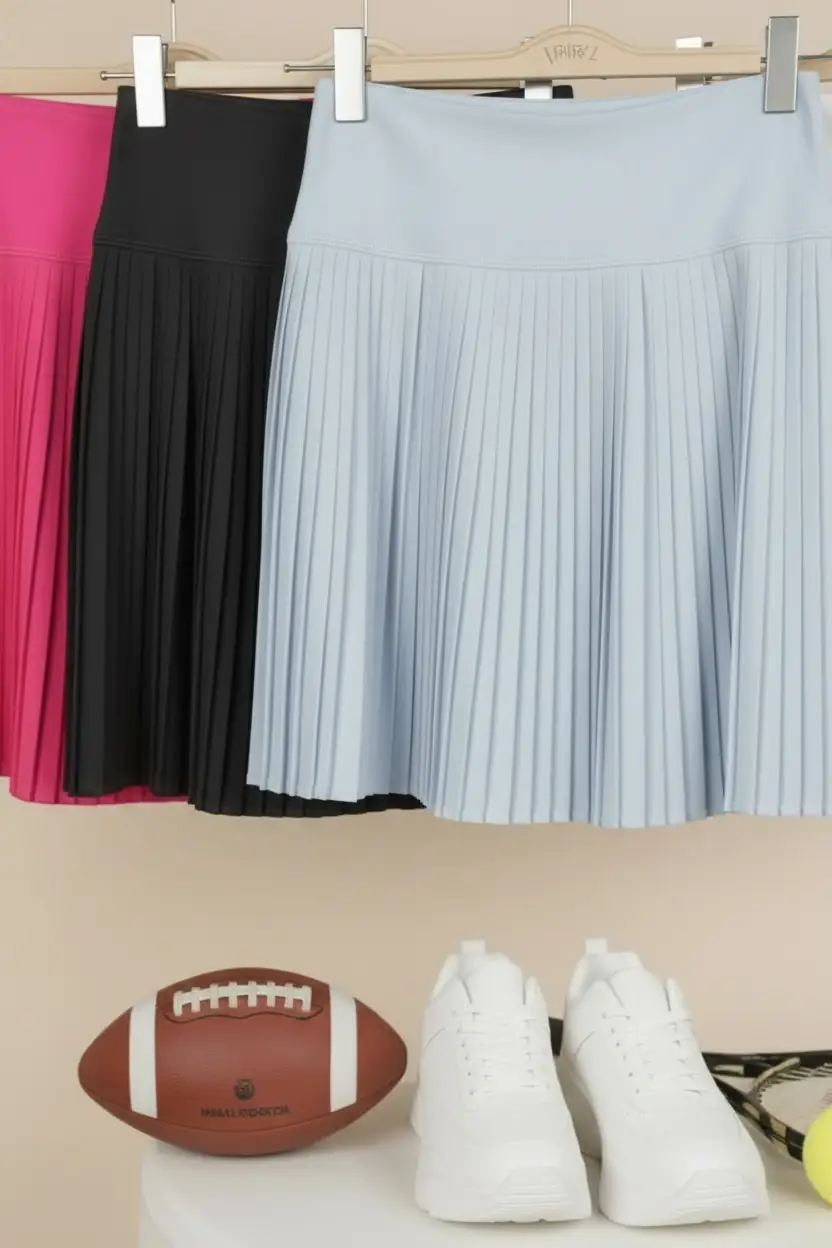 New In Pleated Activewear Skirt with Shorts - Activewear