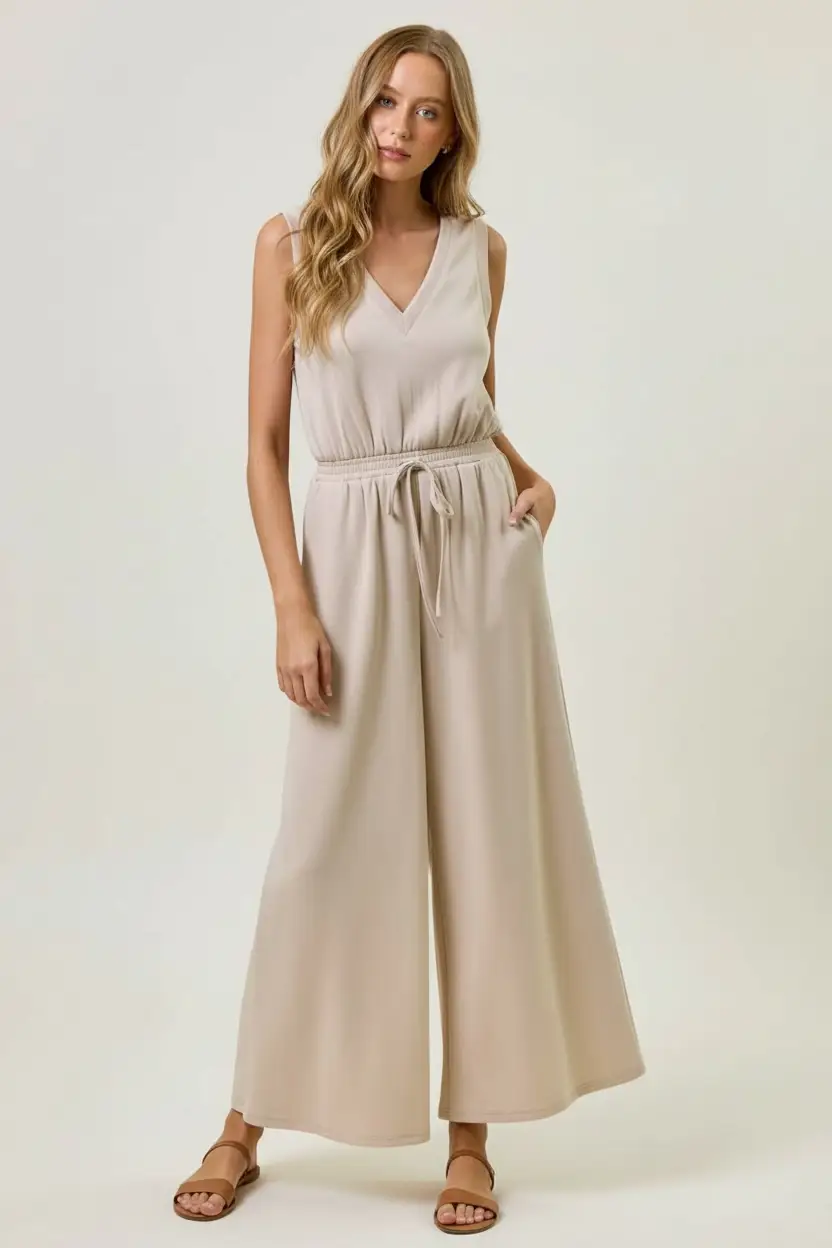 Doe and Rae The Sandstone Ease Culotte Jumpsuit - One-Pieces