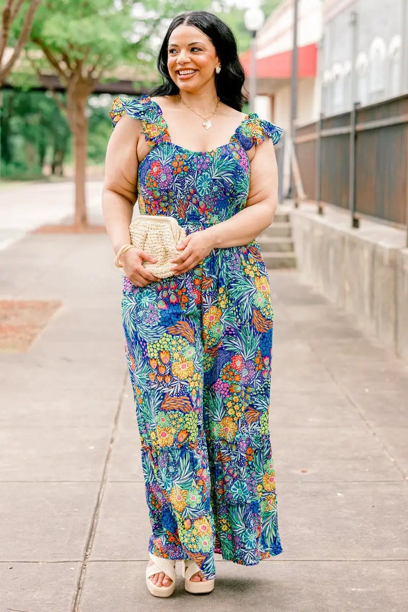 Hailey & Co The Flirty Floral Touch Jumpsuit: Curvy - One-Pieces
