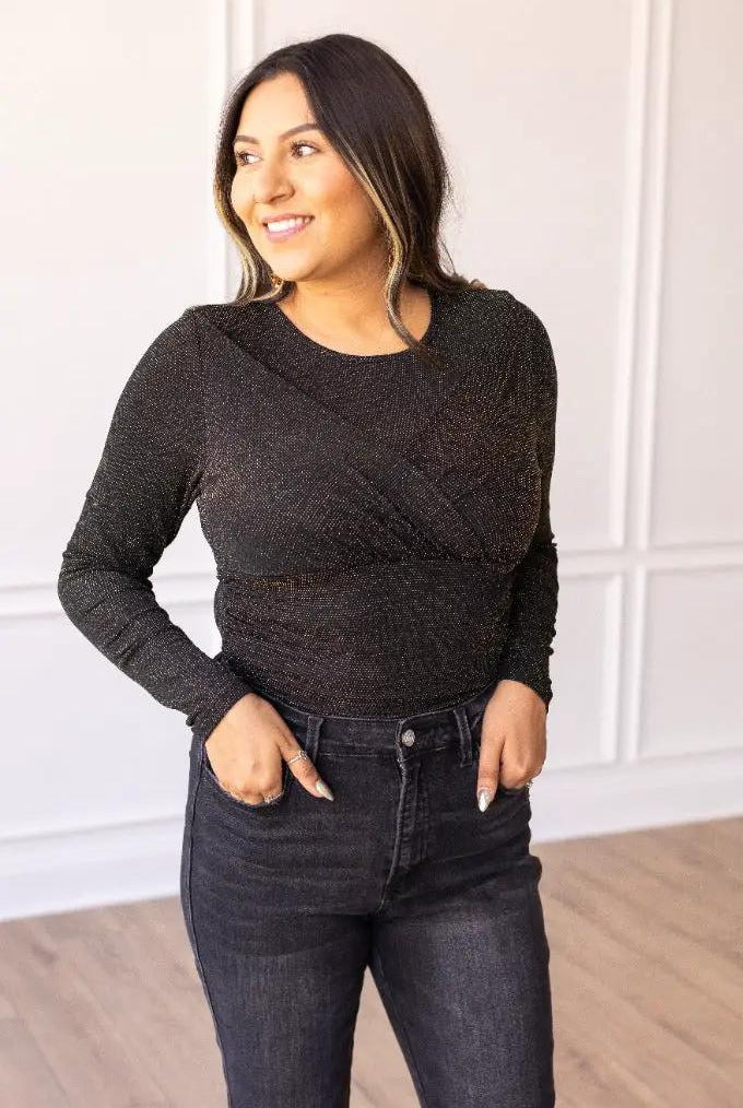 Grace & Emma Starlit Glam Bodysuit in Black - Bodysuits