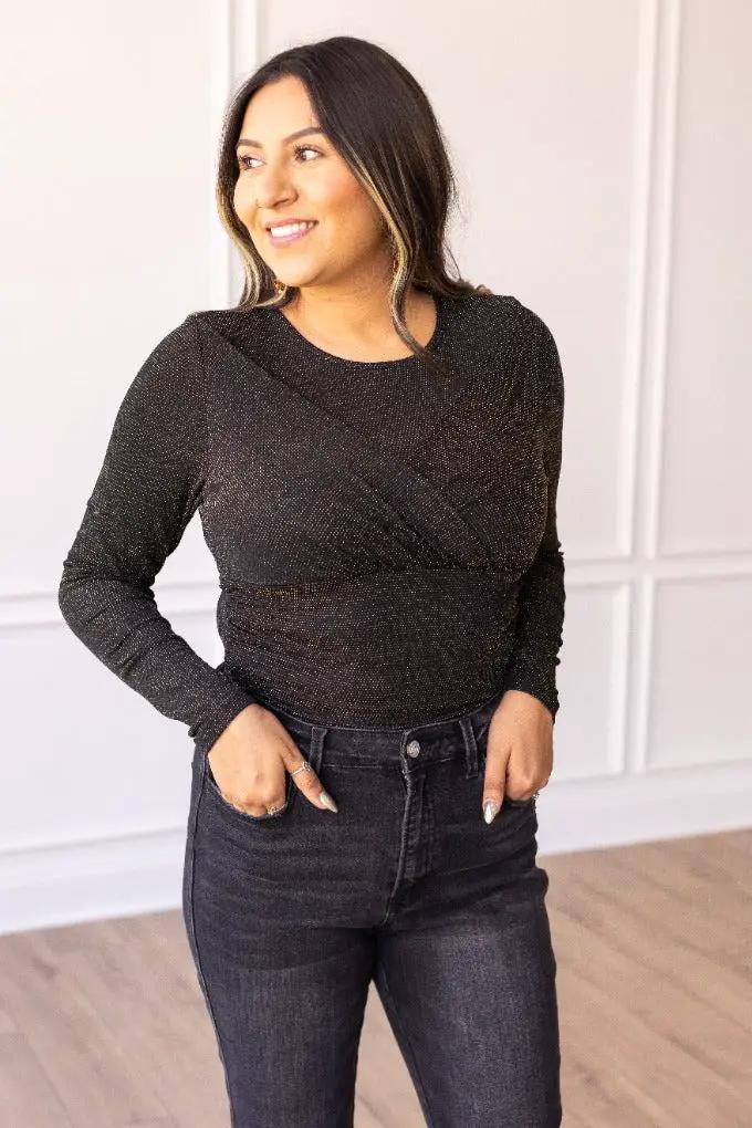 Grace & Emma Starlit Glam Bodysuit in Black - Bodysuits