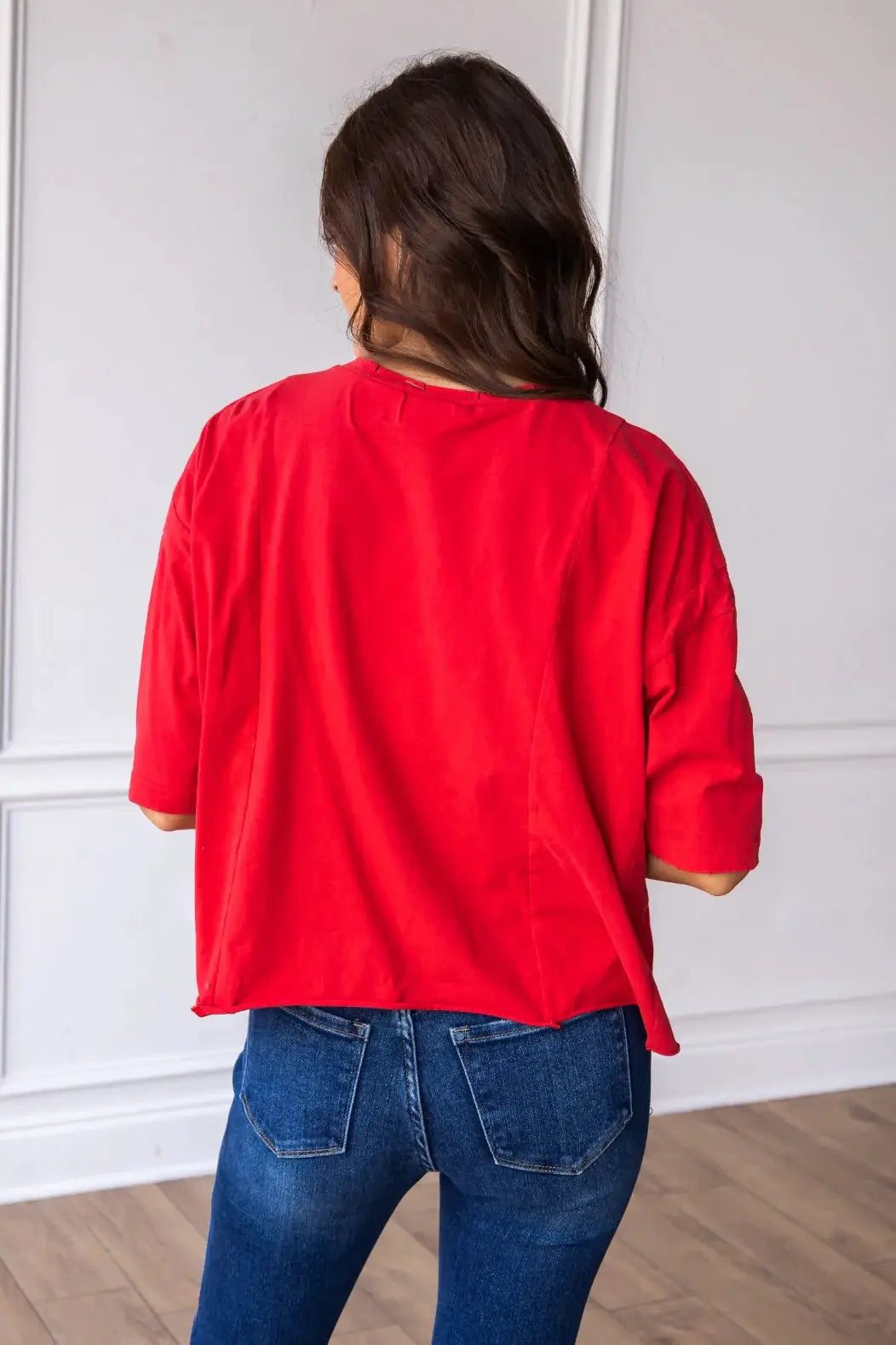 Grace & Emma Perfect Company Boxy Crop in Cherry Red - T-Shirts