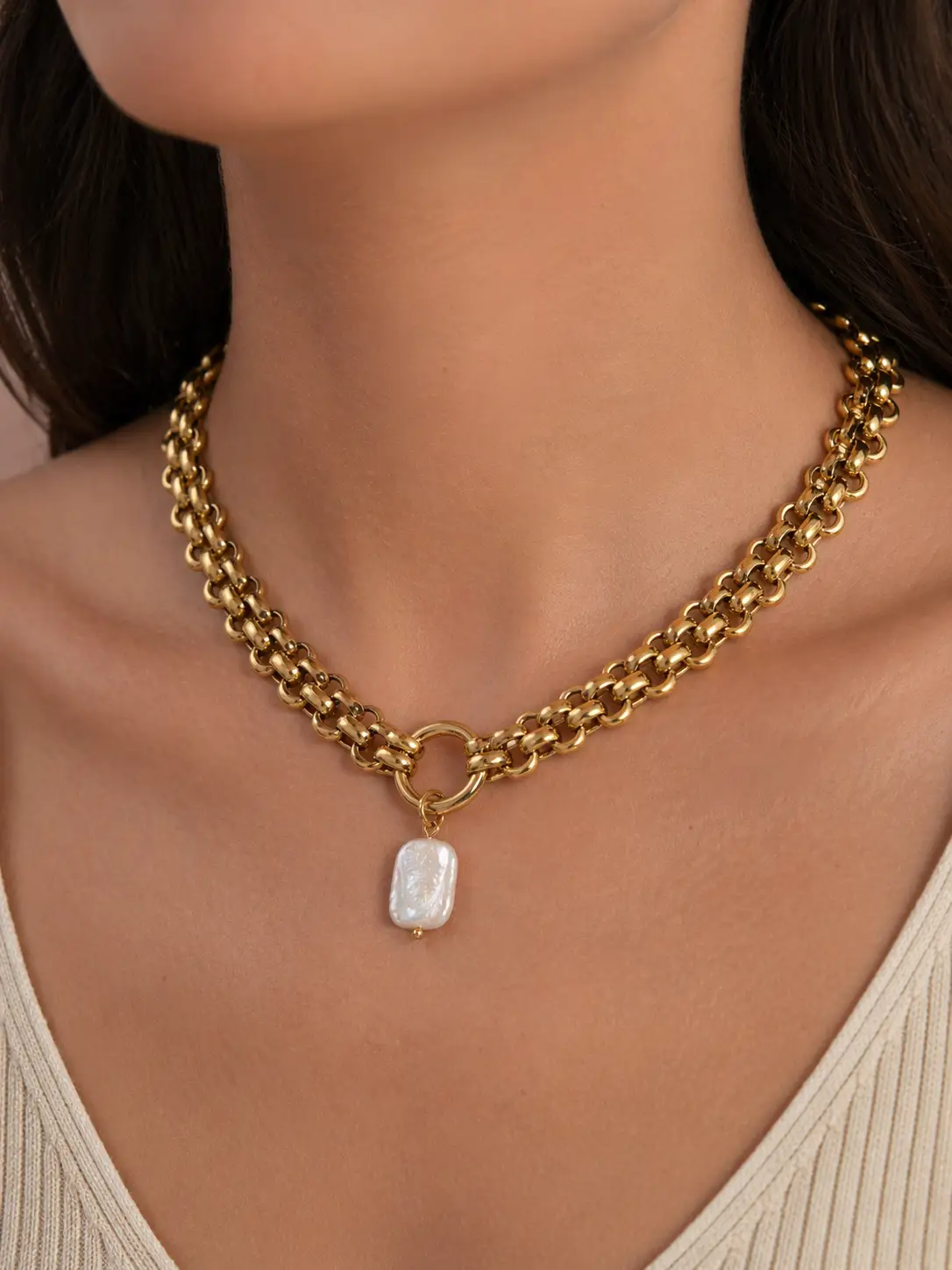 Savvy Bling The Golden Tide Pearl Statement Necklace (Water Resistant) - Necklaces