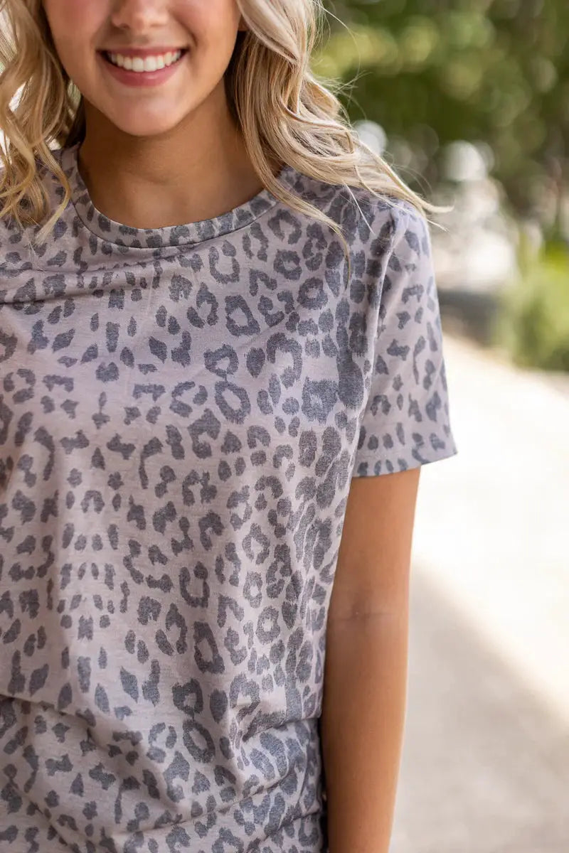 Grace & Emma Vintage Leopard Crewneck Tee - T-Shirts