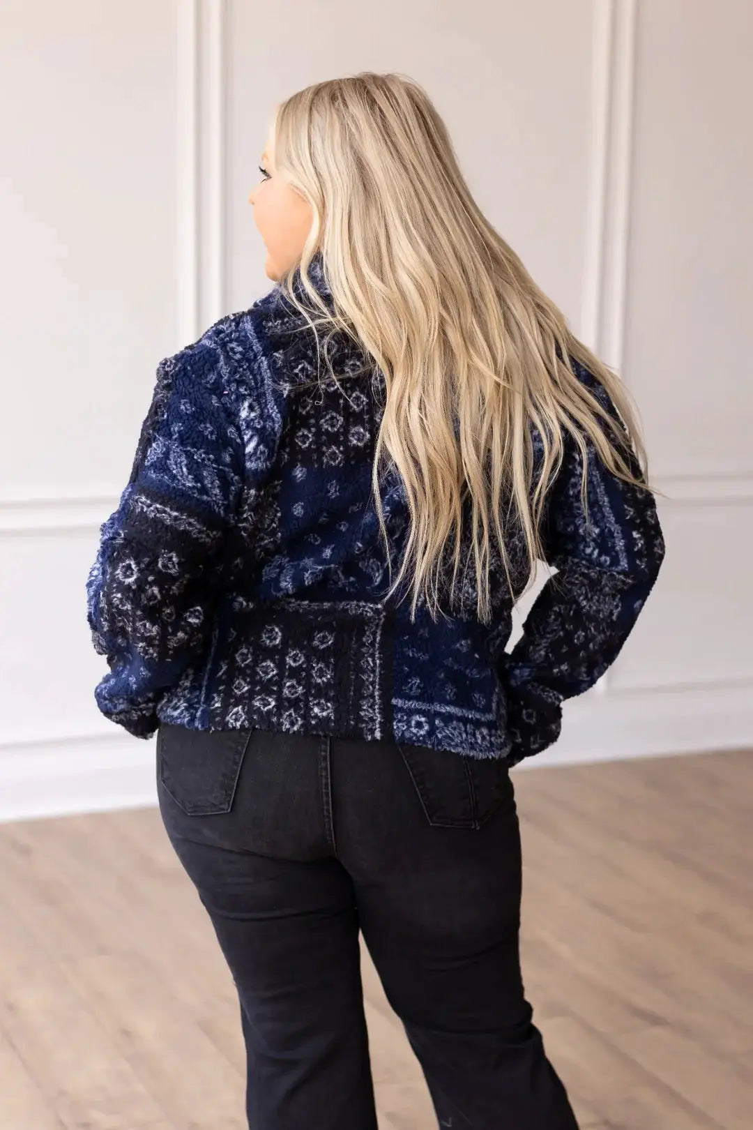 Grace & Emma Bandana Print Western Sherpa - Coats & Jackets