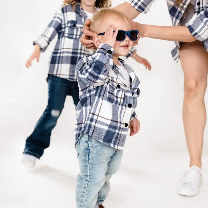 HAHA MAMA Clothing Lightweight Navy Flannel - INFANT - Shirts