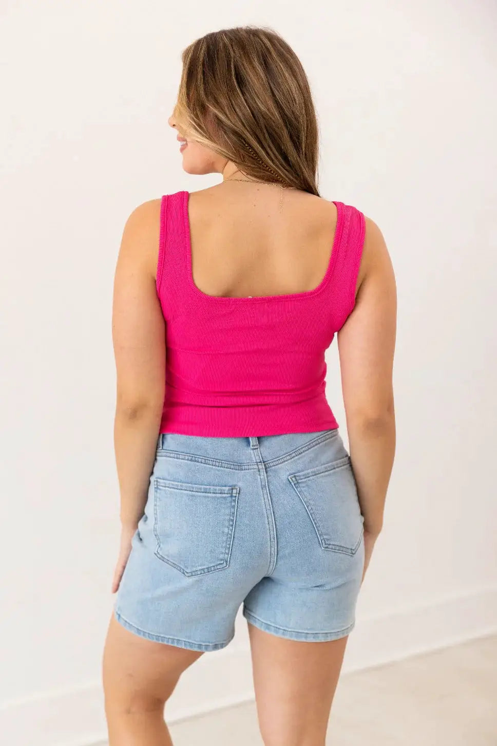 Grace & Emma Bella Square Neck Rib Knit Tank Top - Tank Tops ribbed tank top