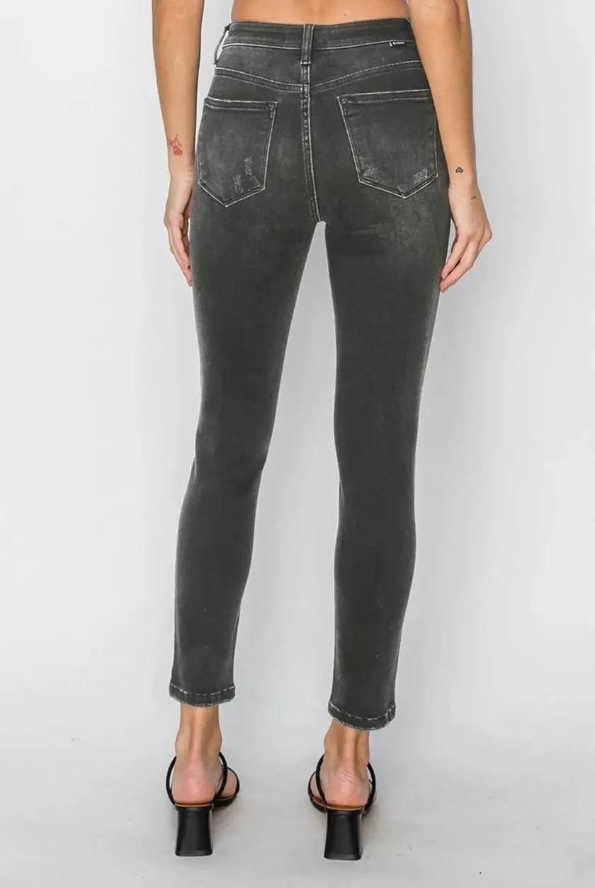RISEN The High Rise Ankle Skinny Jeans: Washed Black - Jeans