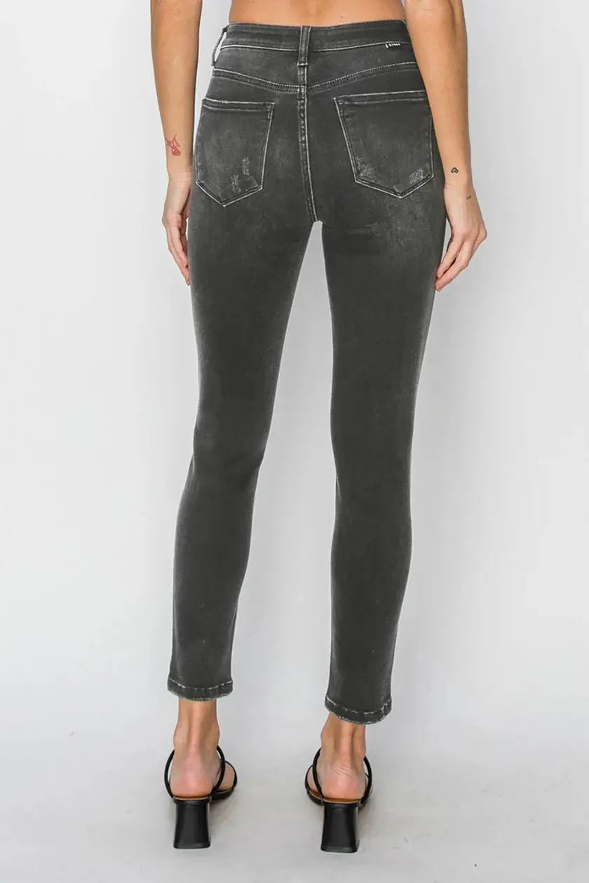 RISEN The High Rise Ankle Skinny Jeans: Washed Black - Jeans