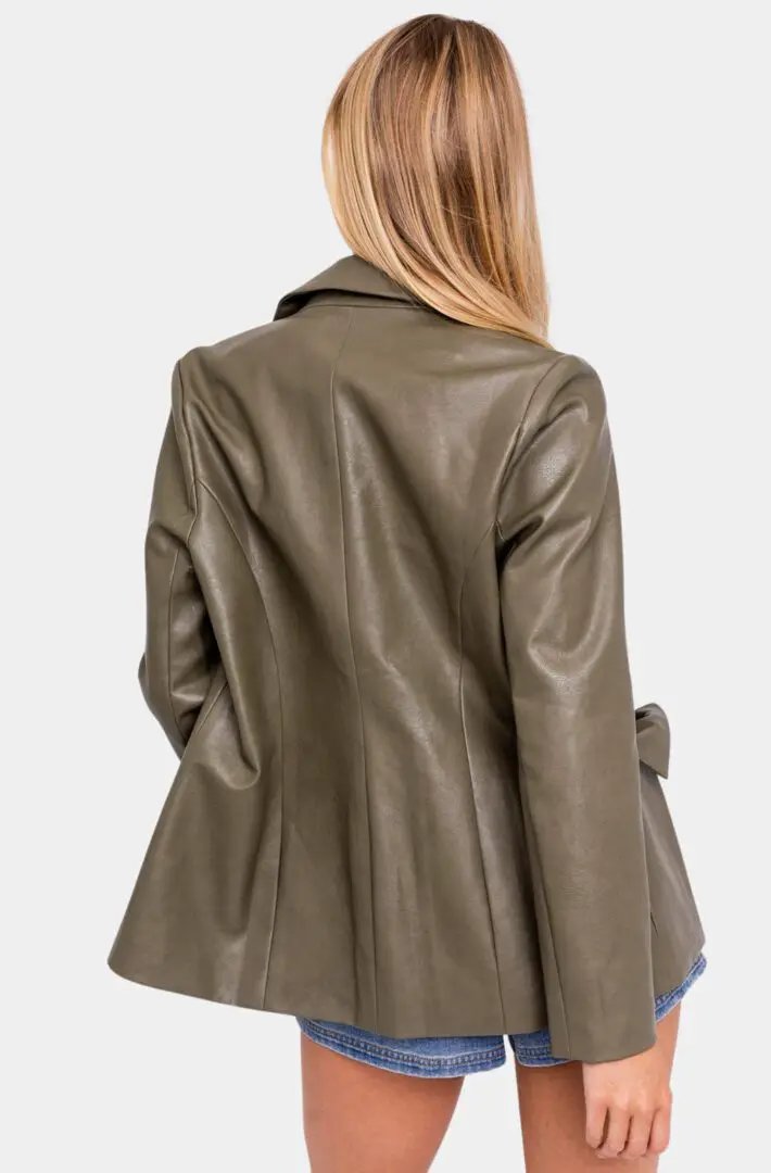 Le Lis LE LIS Power Play Vegan Leather Blazer – Camel & Olive - Coats & Jackets Vegan leather blazer