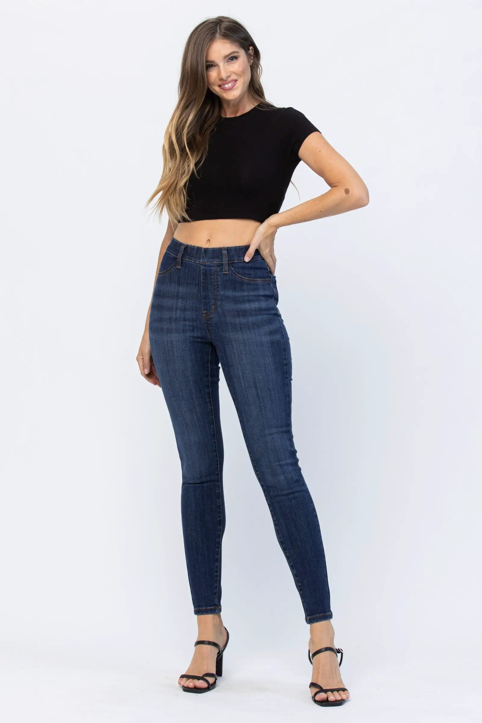 Judy Blue Judy Blue High-Waist Jeggings Patch Pocket Pull-On Medium Wash Denim Jeans - Jeans Judy Blue High-Waist Jeggings Patch Pocket Pull-On Medium Wash Denim Jeans