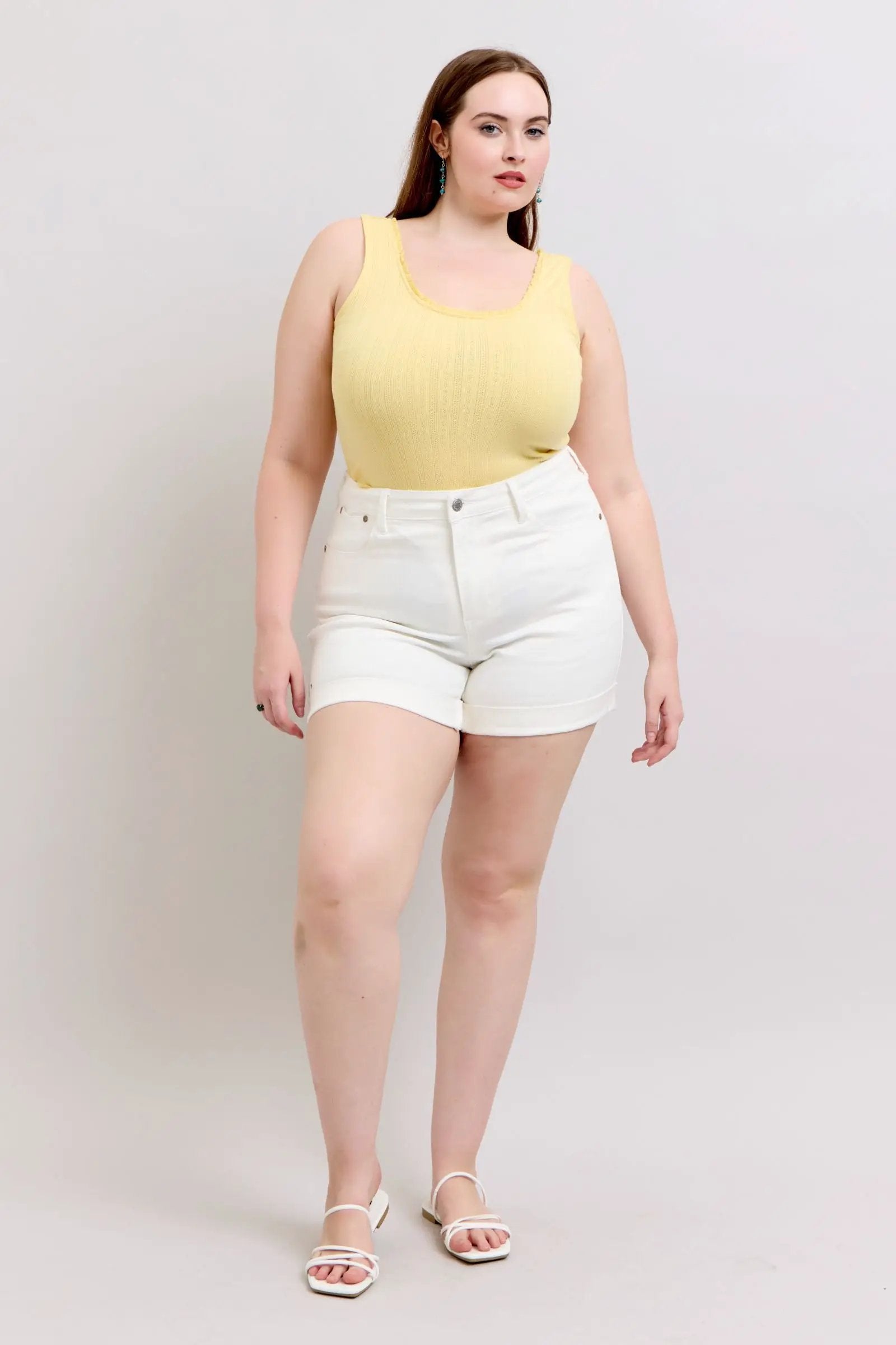 Judy Blue Judy Blue High Waisted Double Roll Cuff Short: CURVY - Shorts Judy Blue High Waisted Double Roll Cuff Short PLUS