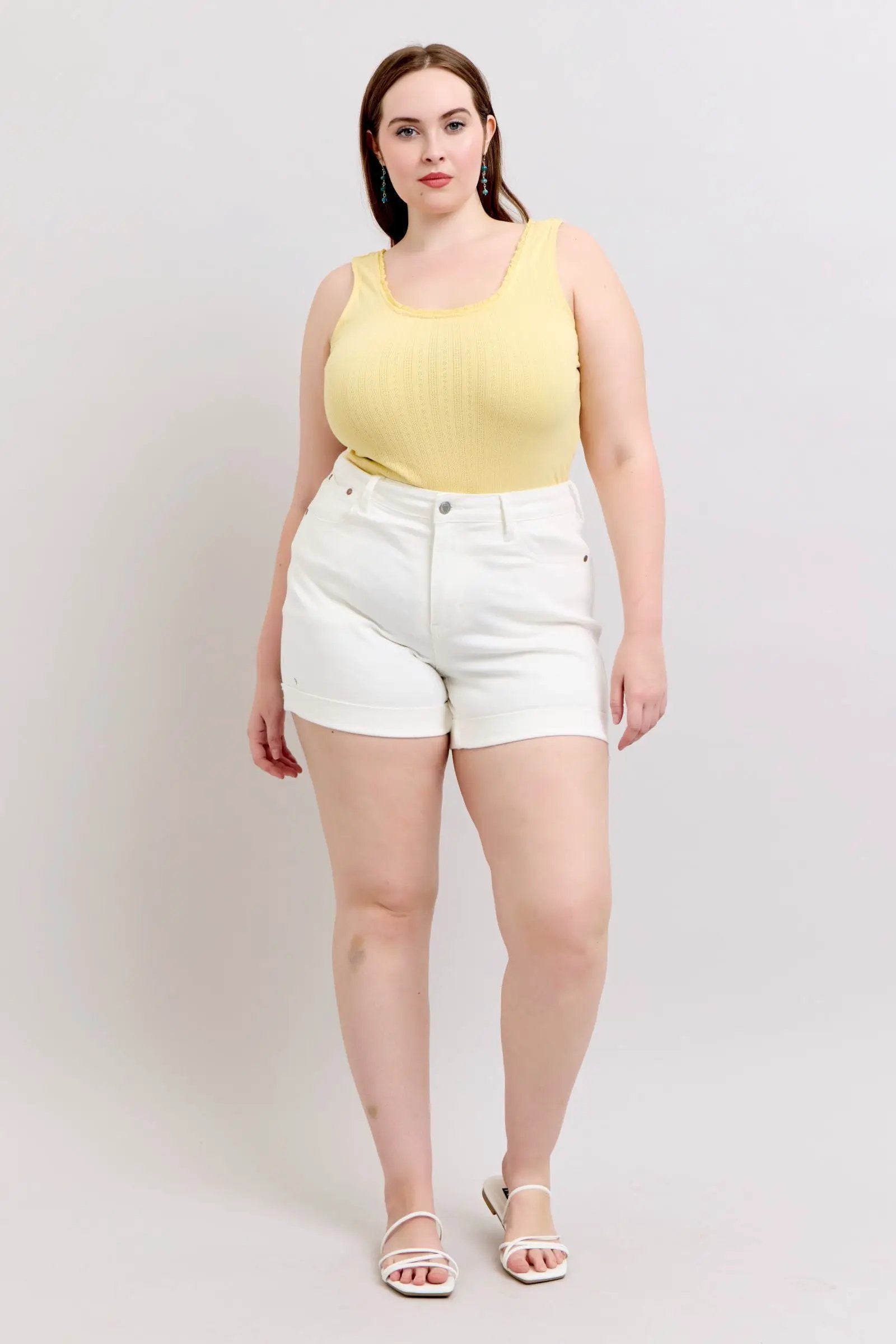 Judy Blue Judy Blue High Waisted Double Roll Cuff Short: CURVY - Shorts Judy Blue High Waisted Double Roll Cuff Short PLUS