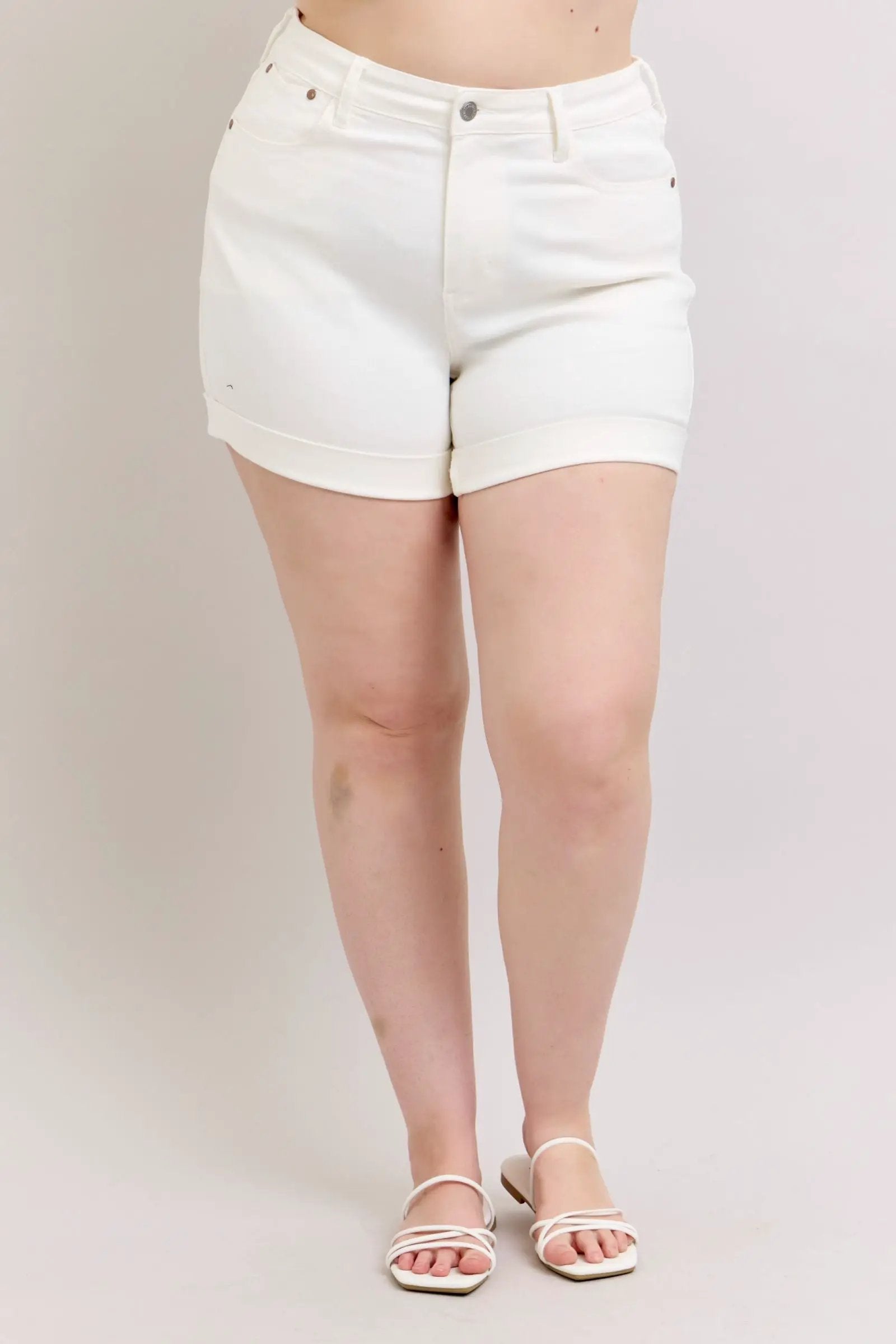 Judy Blue Judy Blue High Waisted Double Roll Cuff Short: CURVY - Shorts Judy Blue High Waisted Double Roll Cuff Short PLUS