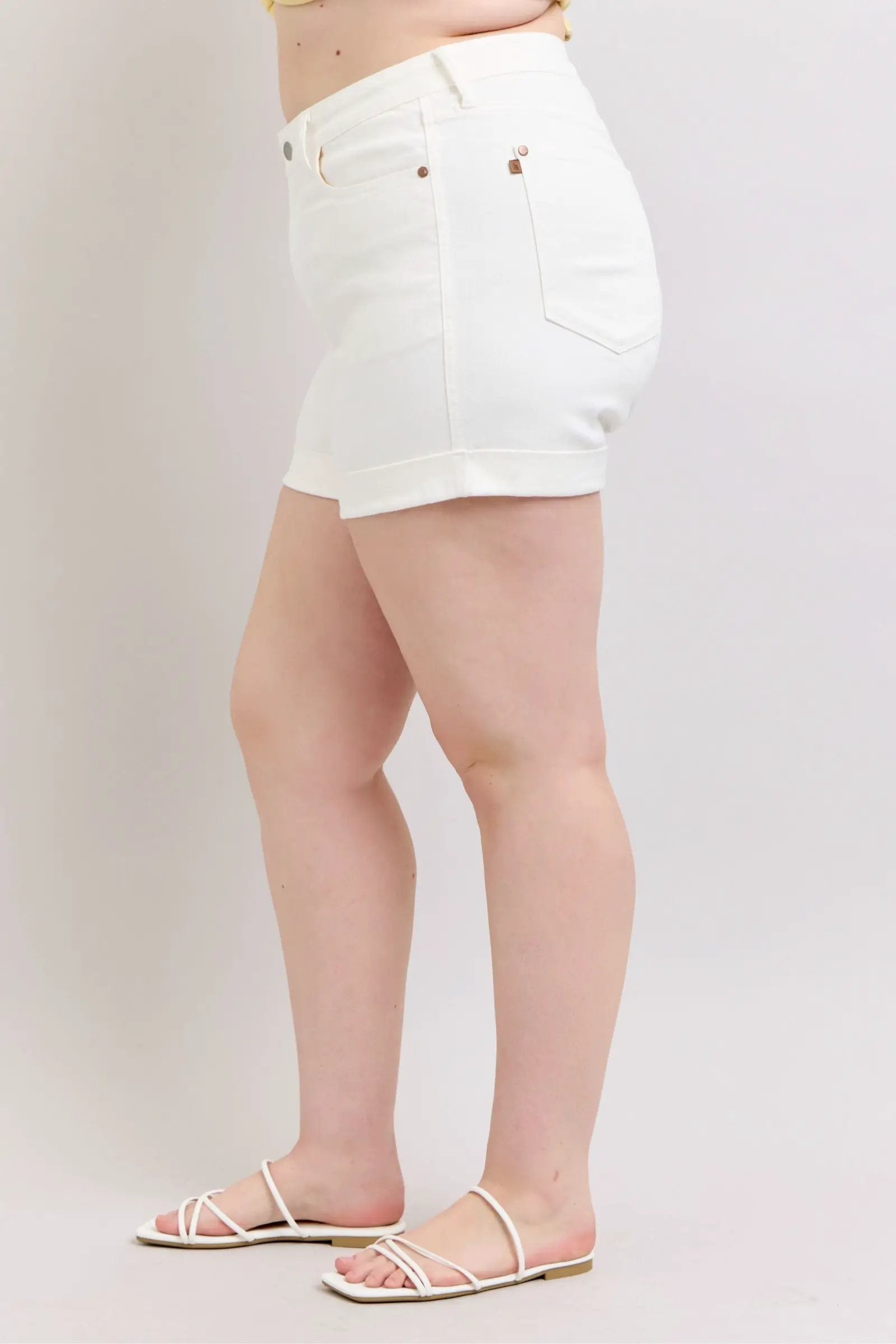 Judy Blue Judy Blue High Waisted Double Roll Cuff Short: CURVY - Shorts Judy Blue High Waisted Double Roll Cuff Short PLUS