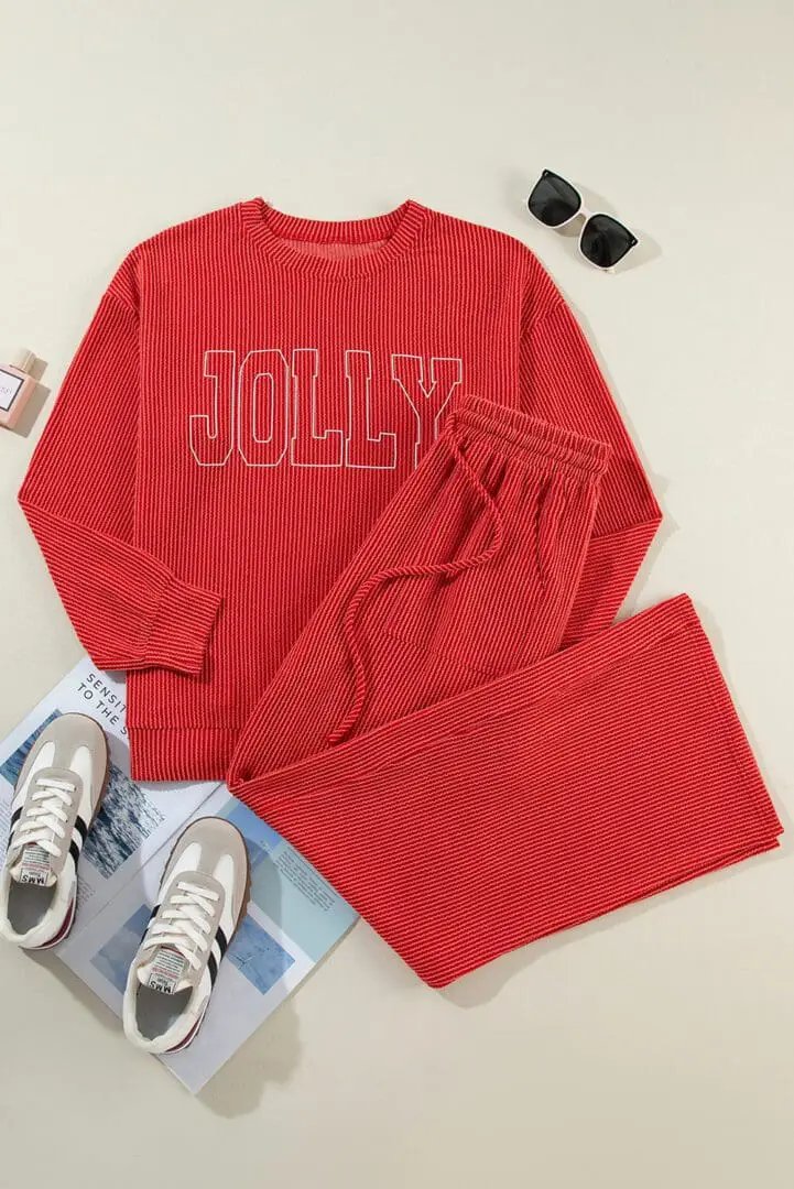 Grateful Threads Boutique Feelin’ Jolly Corded Lounge Set - Outfit Sets