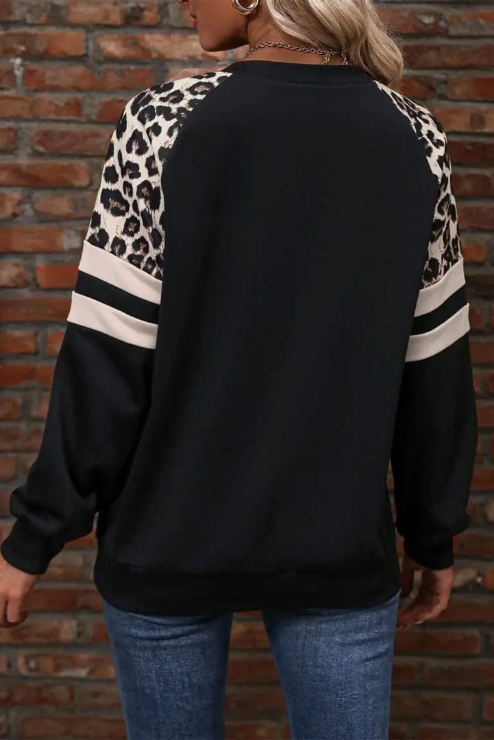 Grateful Threads Boutique Ragland Sleeve Leopard Colorblock Sweatshirt - Sweatshirts
