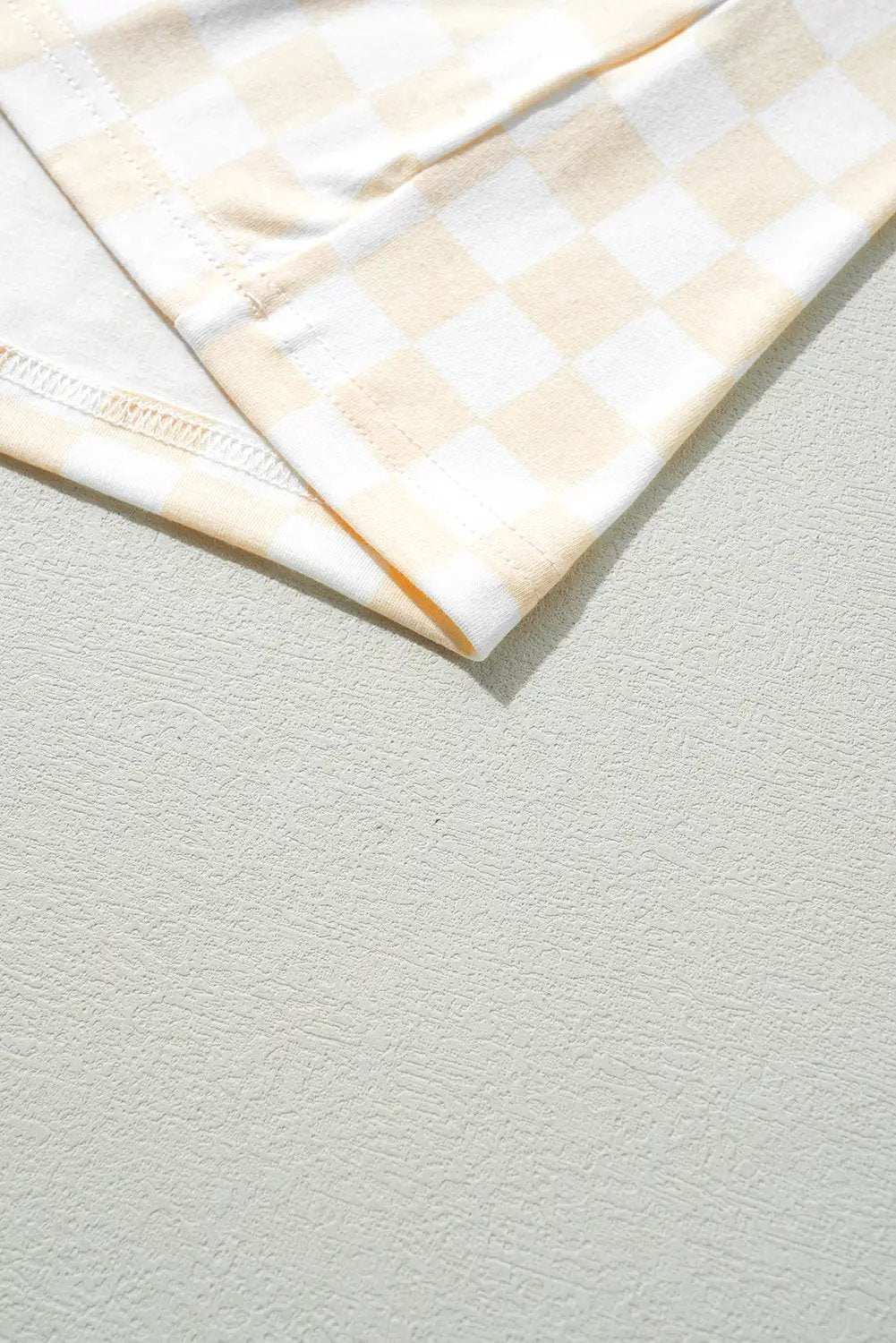 Grateful Threads Boutique Beige Checkered Print Top and Pants Lounge Set - Sleepwear & Loungewear