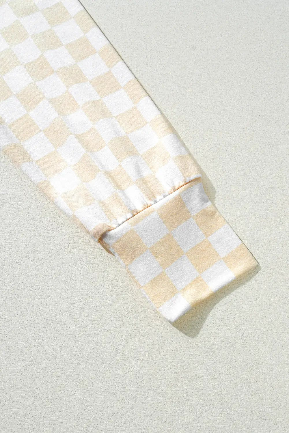 Grateful Threads Boutique Beige Checkered Print Top and Pants Lounge Set - Sleepwear & Loungewear