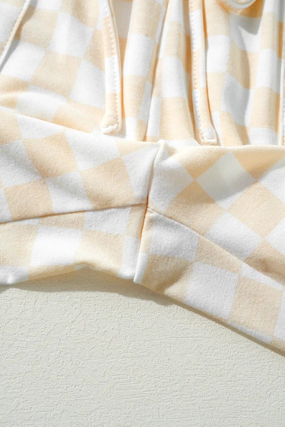 Grateful Threads Boutique Beige Checkered Print Top and Pants Lounge Set - Sleepwear & Loungewear