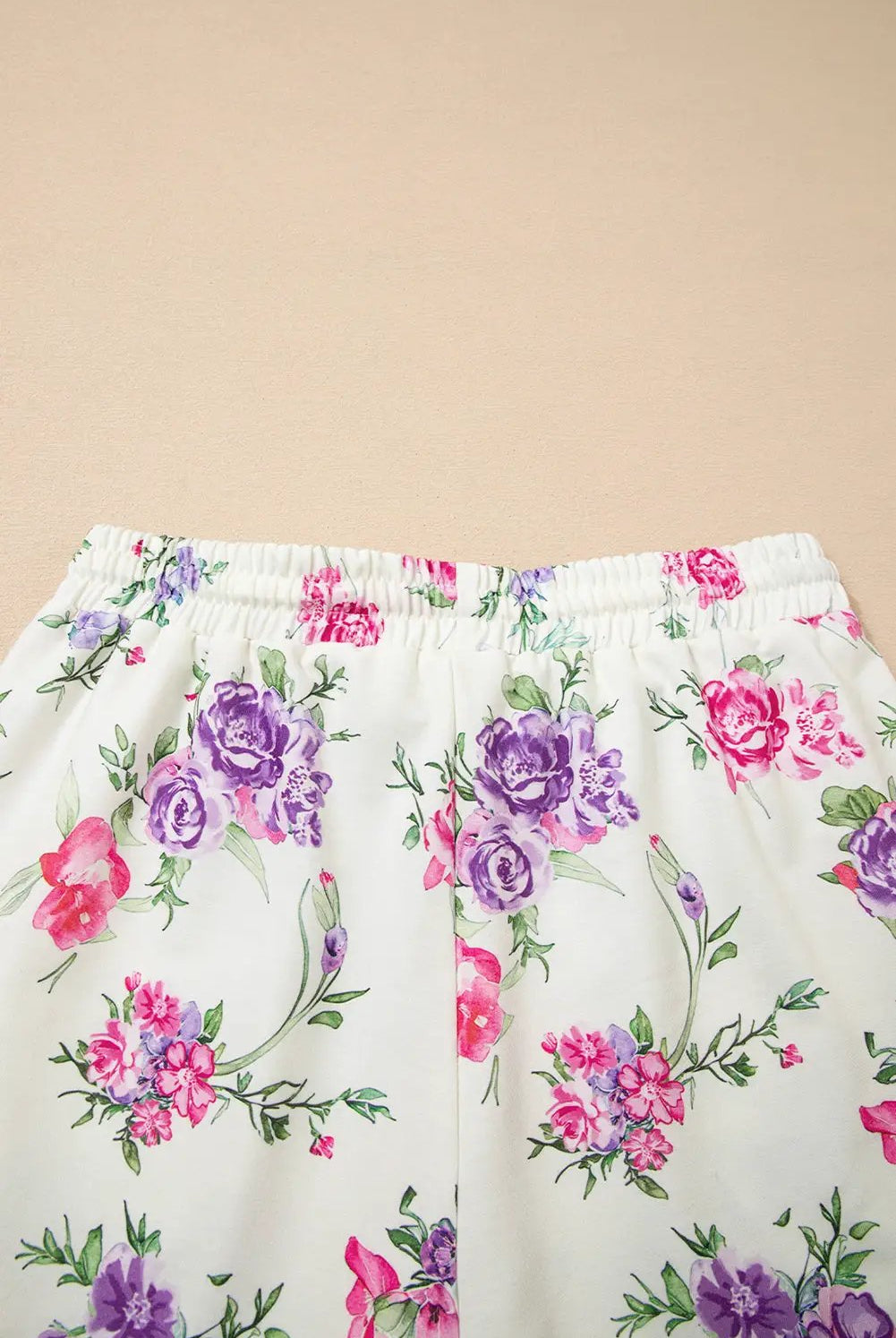 Grateful Threads Boutique Wildflower Dreams Lounge Set - Loungewear Apricot Floral Print Pullover Drawstring Lounge Pant Set