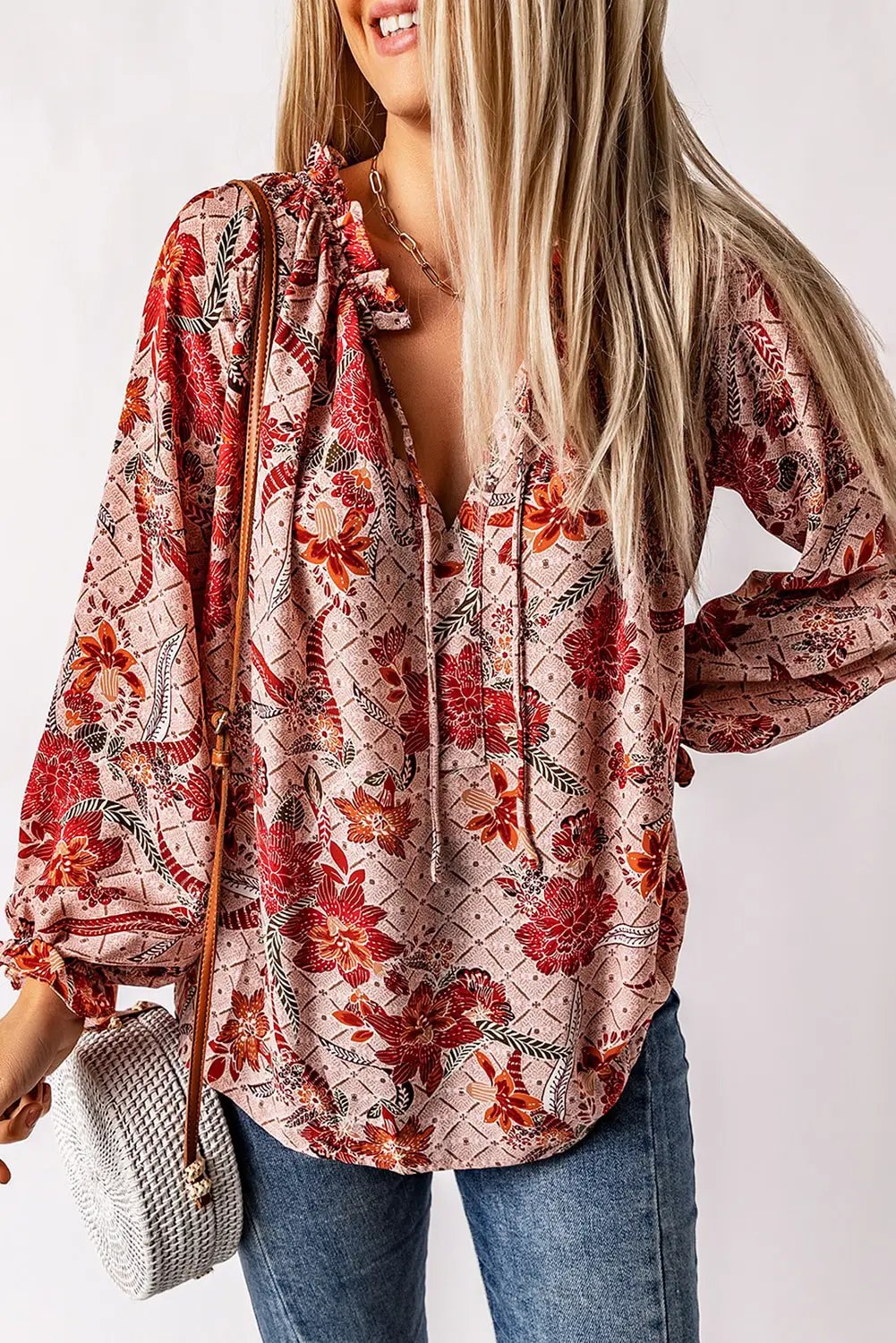 Grateful Threads Boutique Pink V Neck Blouse - Blouses Top