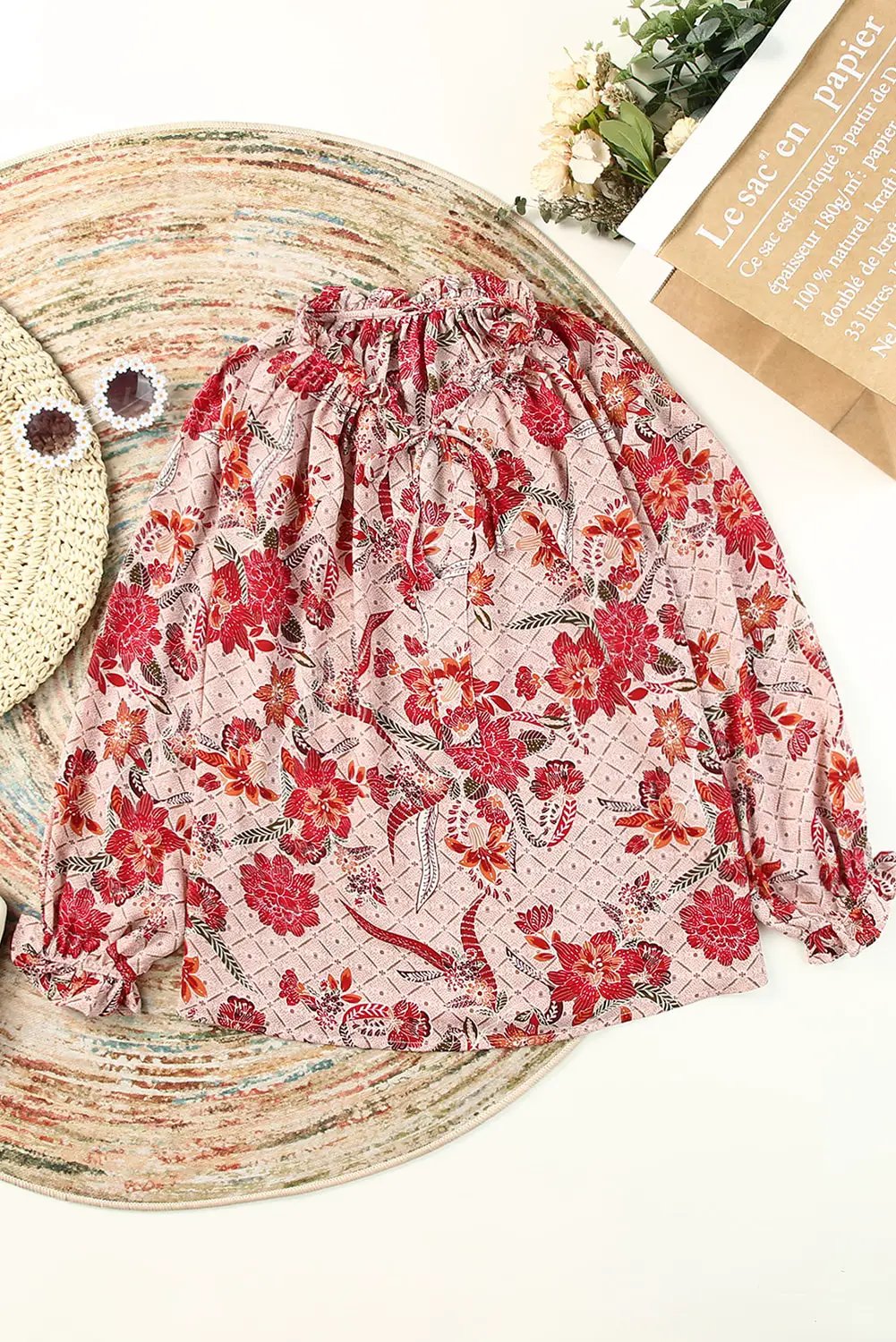 Grateful Threads Boutique Pink V Neck Blouse - Blouses Top