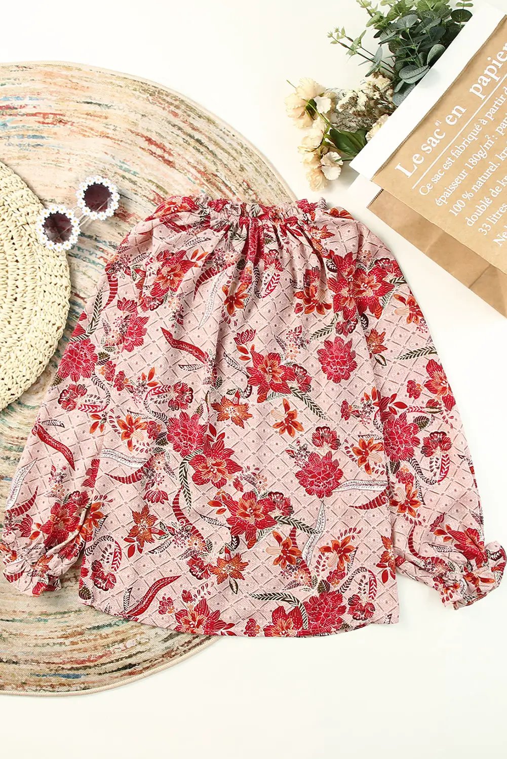 Grateful Threads Boutique Pink V Neck Blouse - Blouses Top