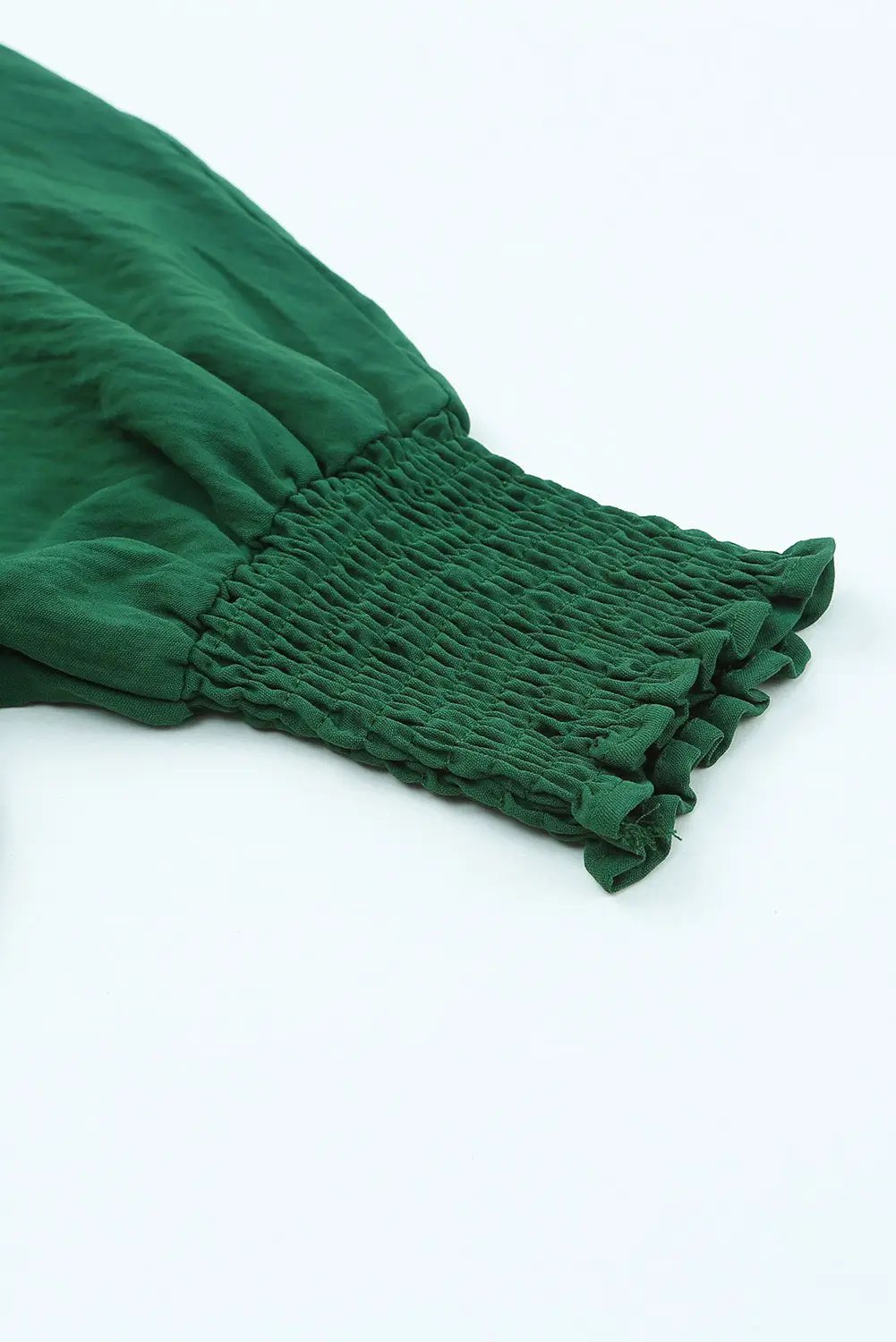 Grateful Threads Boutique Emerald Ease Smocked Cuff Blouse - Blouses Green Smocked Wrist Shift Top