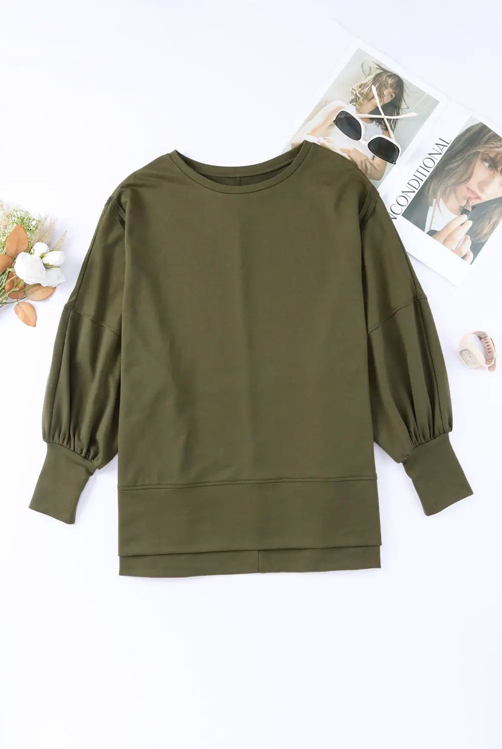 Grateful Threads Boutique Olive You Forever Oversized Top - Sweatshirts Top