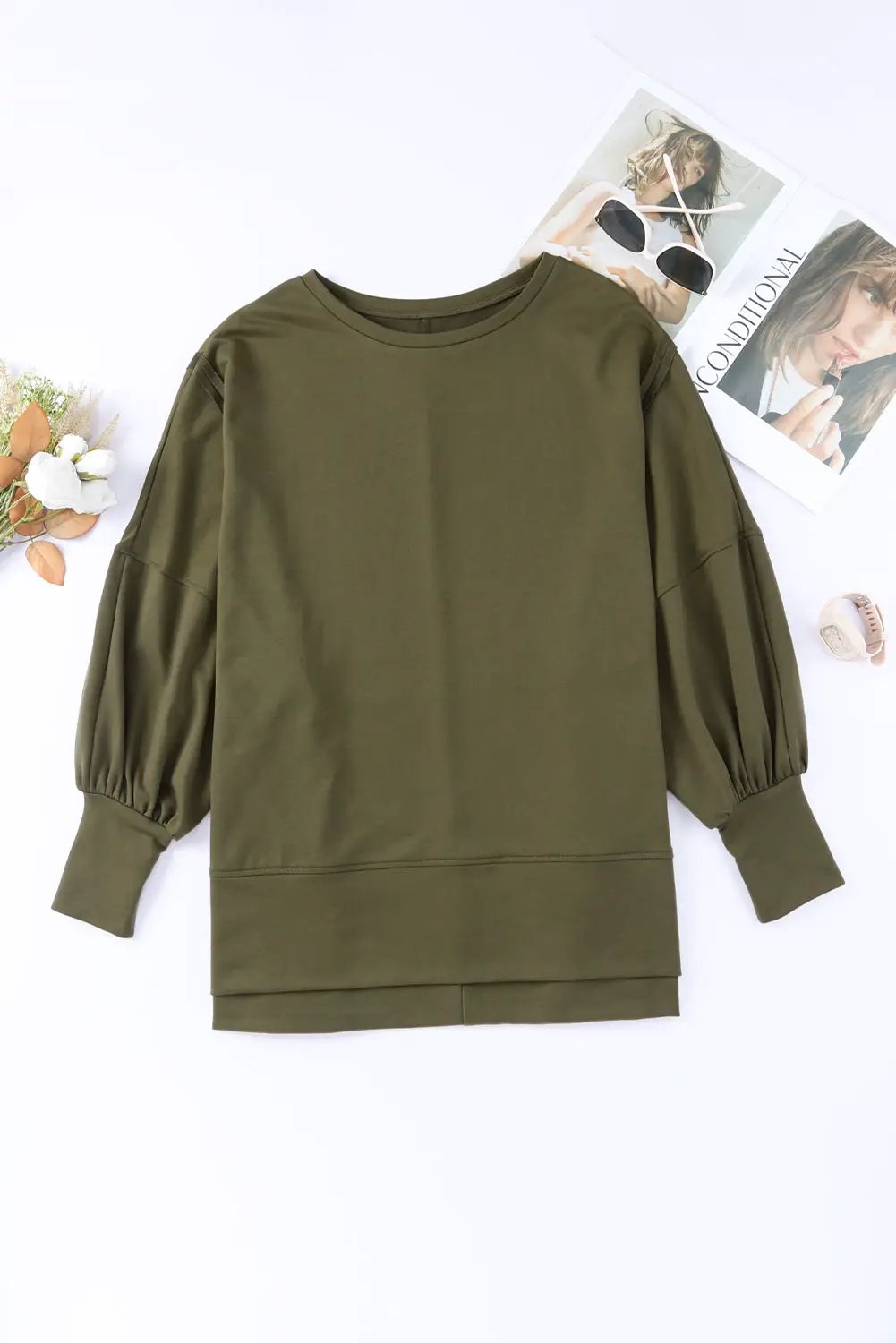 Grateful Threads Boutique Olive You Forever Oversized Top - Sweatshirts Top