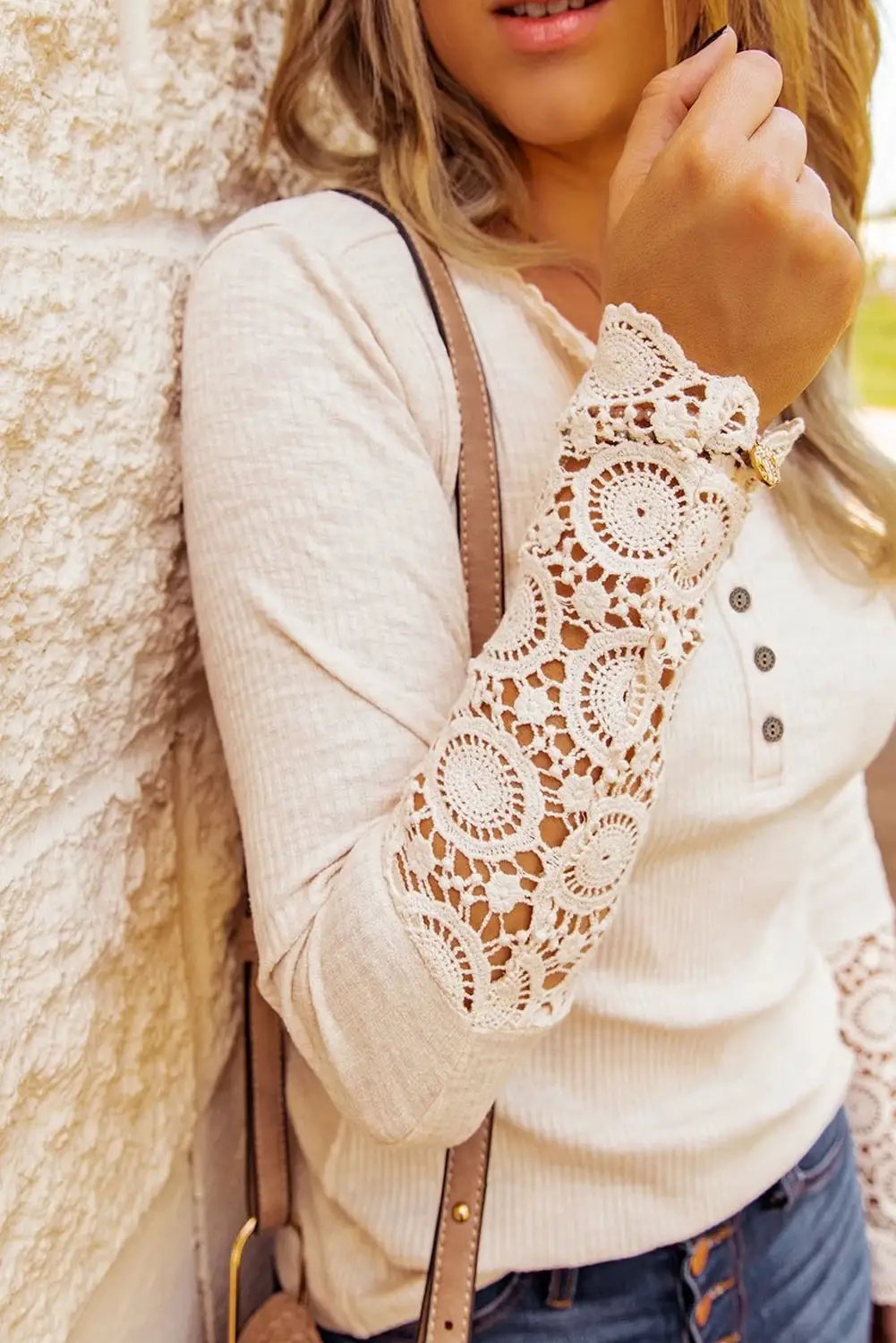 Grateful Threads Boutique Crochet Lace Hem Top - Clothing Tops Top