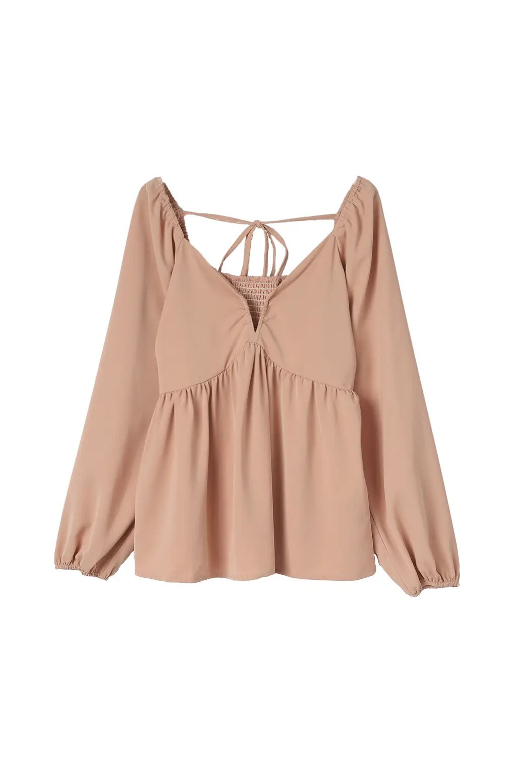Grateful Threads Boutique V Neck Smocked Back Peplum Blouse - Blouses