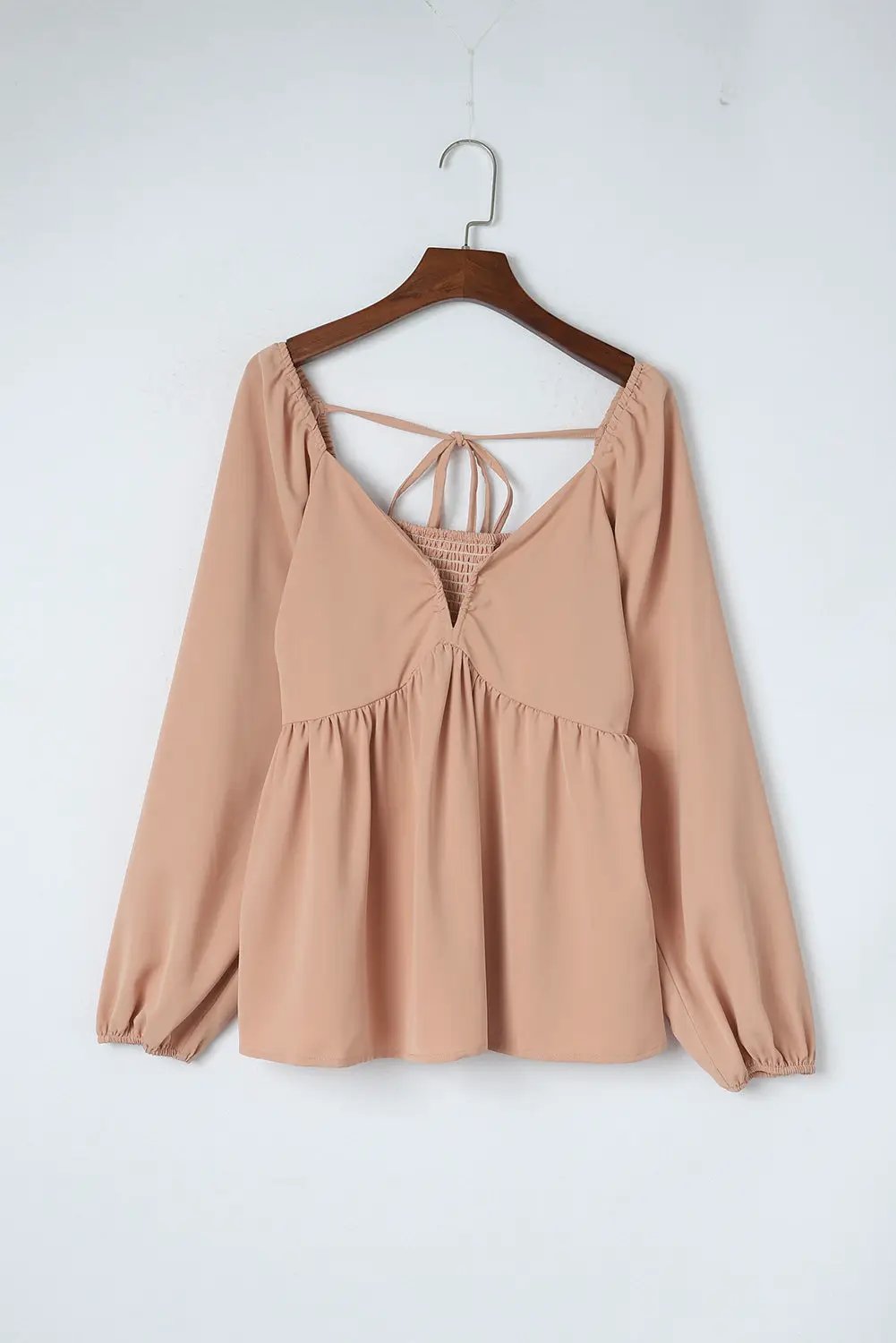 Grateful Threads Boutique V Neck Smocked Back Peplum Blouse - Blouses