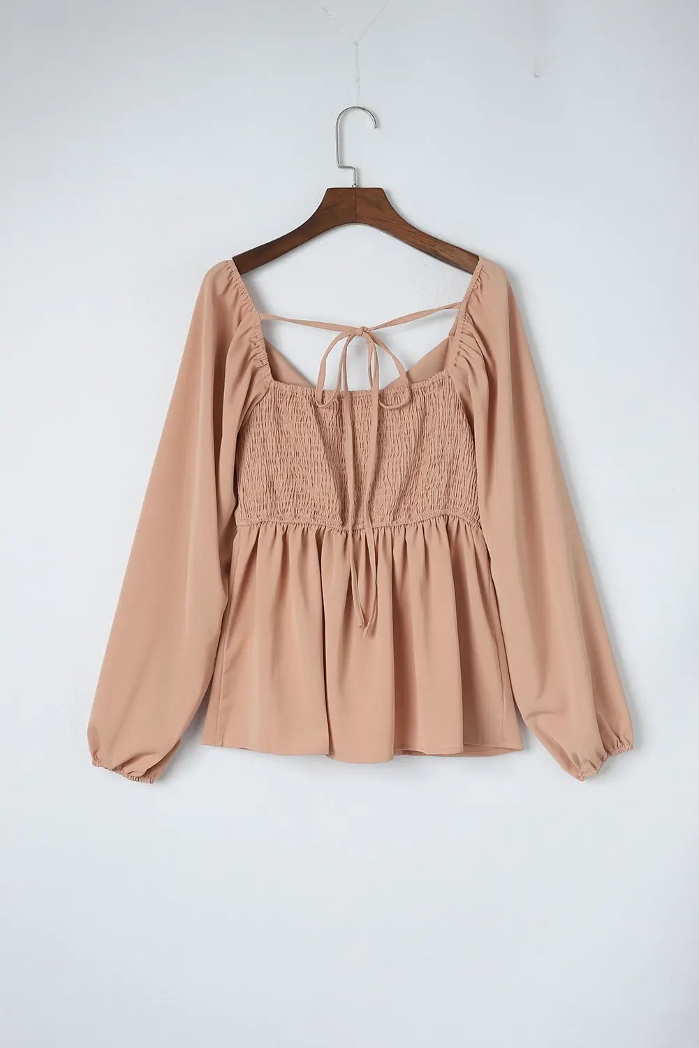 Grateful Threads Boutique V Neck Smocked Back Peplum Blouse - Blouses