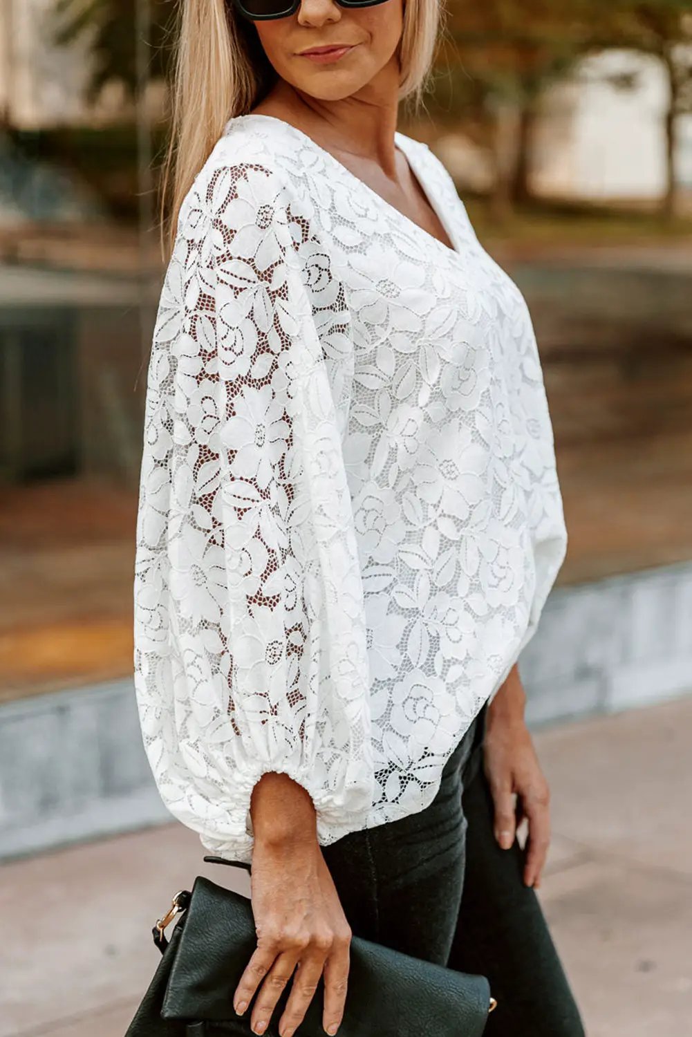 Grateful Threads Boutique Lace Crochet V Neck Top - Clothing Tops Lace Crochet V Neck Top