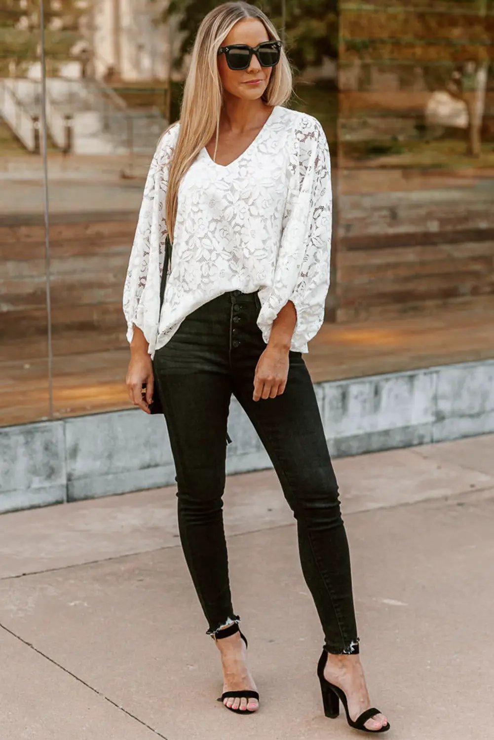 Grateful Threads Boutique Lace Crochet V Neck Top - Clothing Tops Lace Crochet V Neck Top