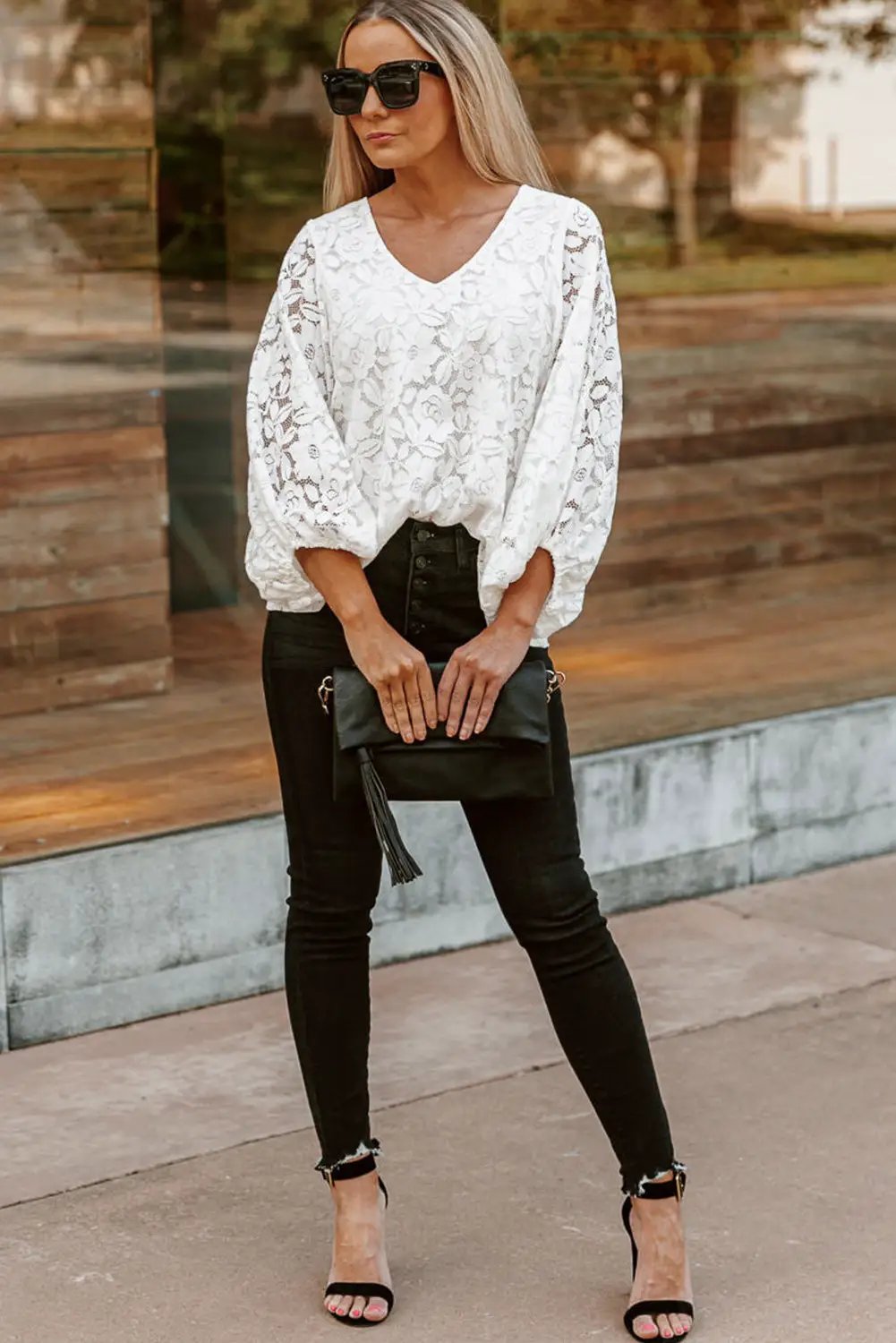 Grateful Threads Boutique Lace Crochet V Neck Top - Clothing Tops Lace Crochet V Neck Top