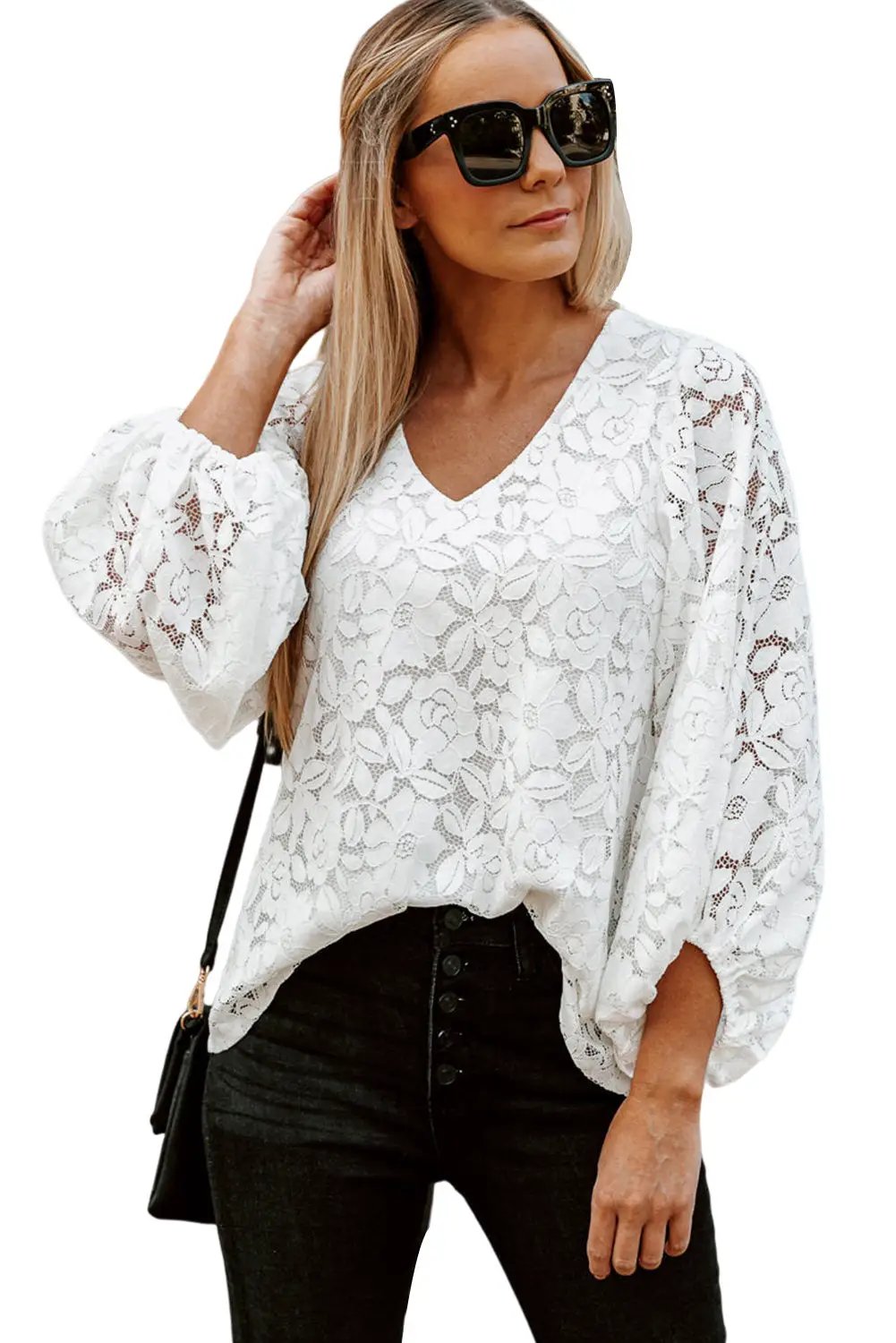 Grateful Threads Boutique Lace Crochet V Neck Top - Clothing Tops Lace Crochet V Neck Top