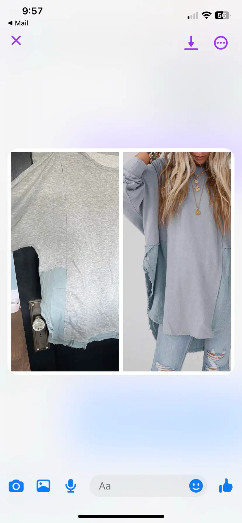 Grateful Threads Boutique Grey Crinkle Splicing Raw Hem High Low Oversized Blouse - Blouses Grey Crinkle Splicing Raw Hem High Low Oversized Blouse