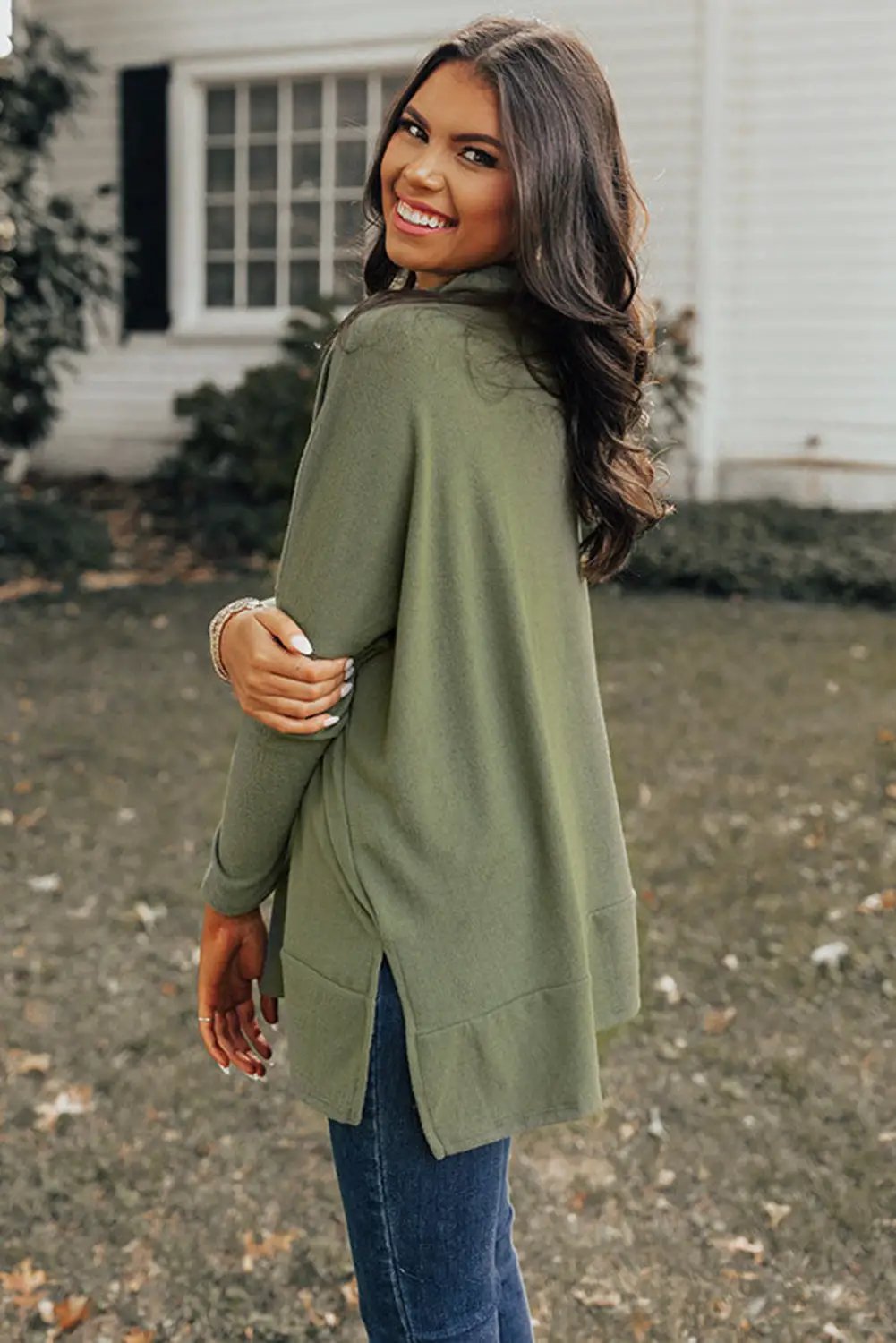 Grateful Threads Boutique Jungle Green Cowl Neck Shift Tunic Top - Clothing Tops
