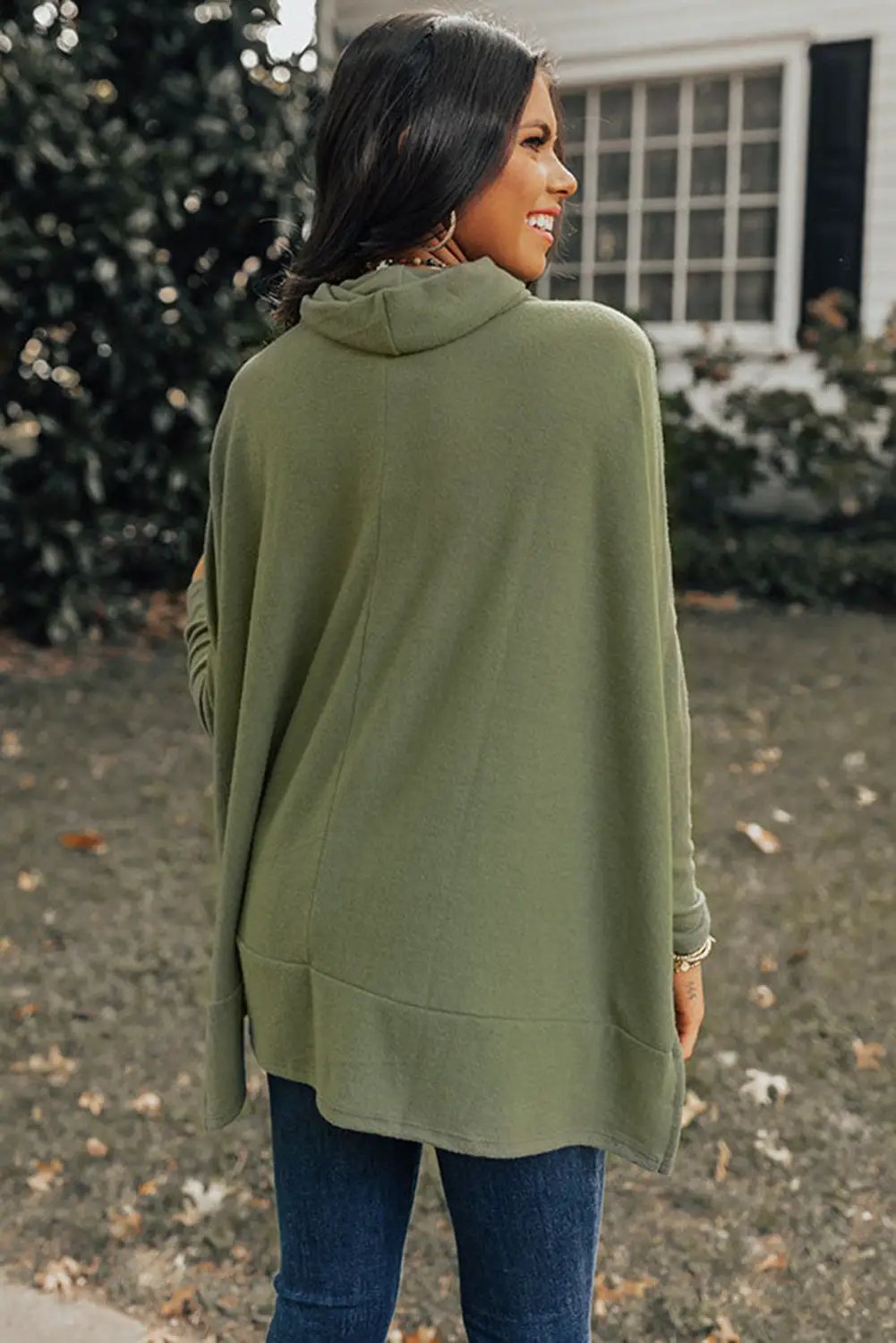 Grateful Threads Boutique Jungle Green Cowl Neck Shift Tunic Top - Clothing Tops