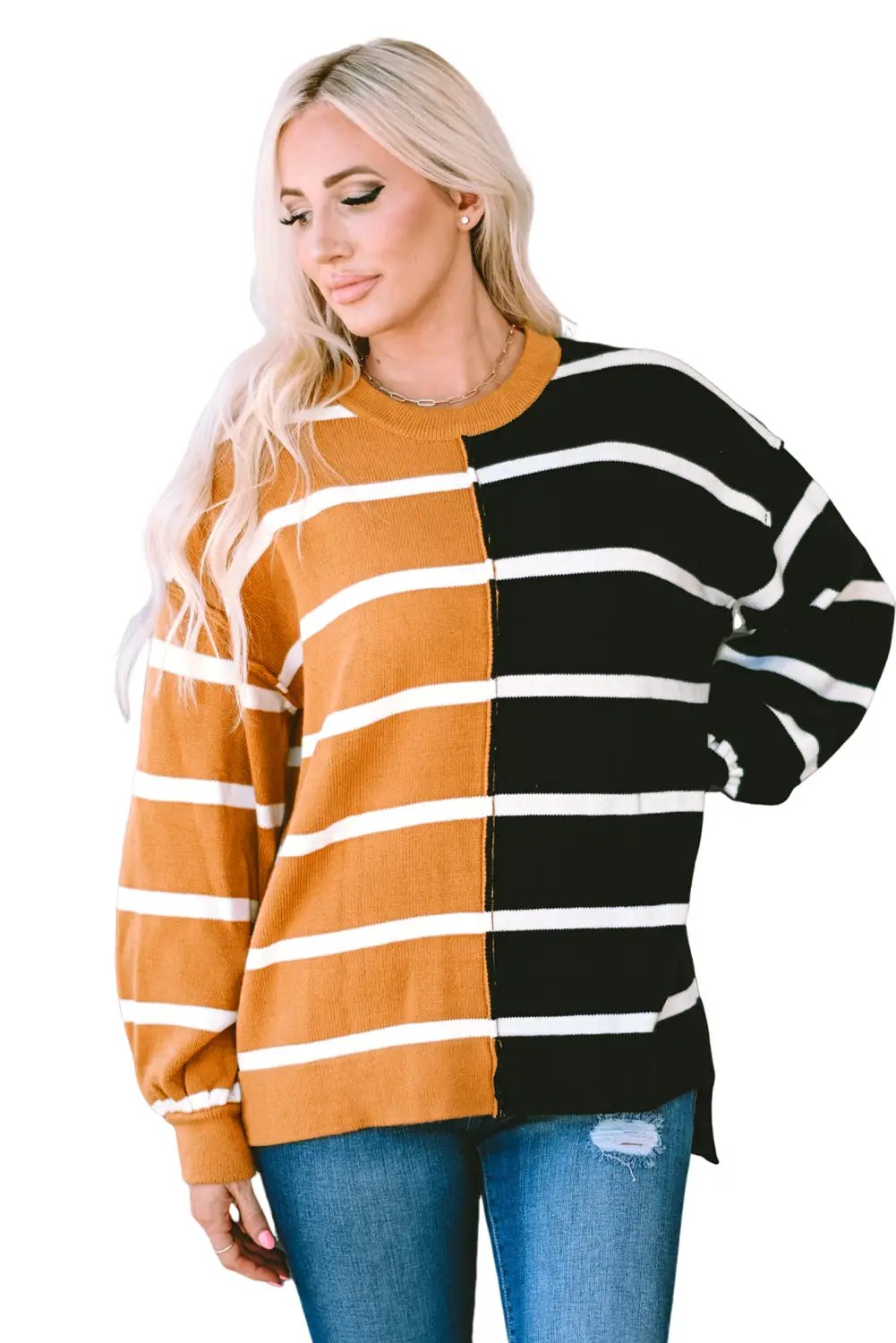 Grateful Threads Boutique Stripe Dropped Shoulder Top - Sweaters